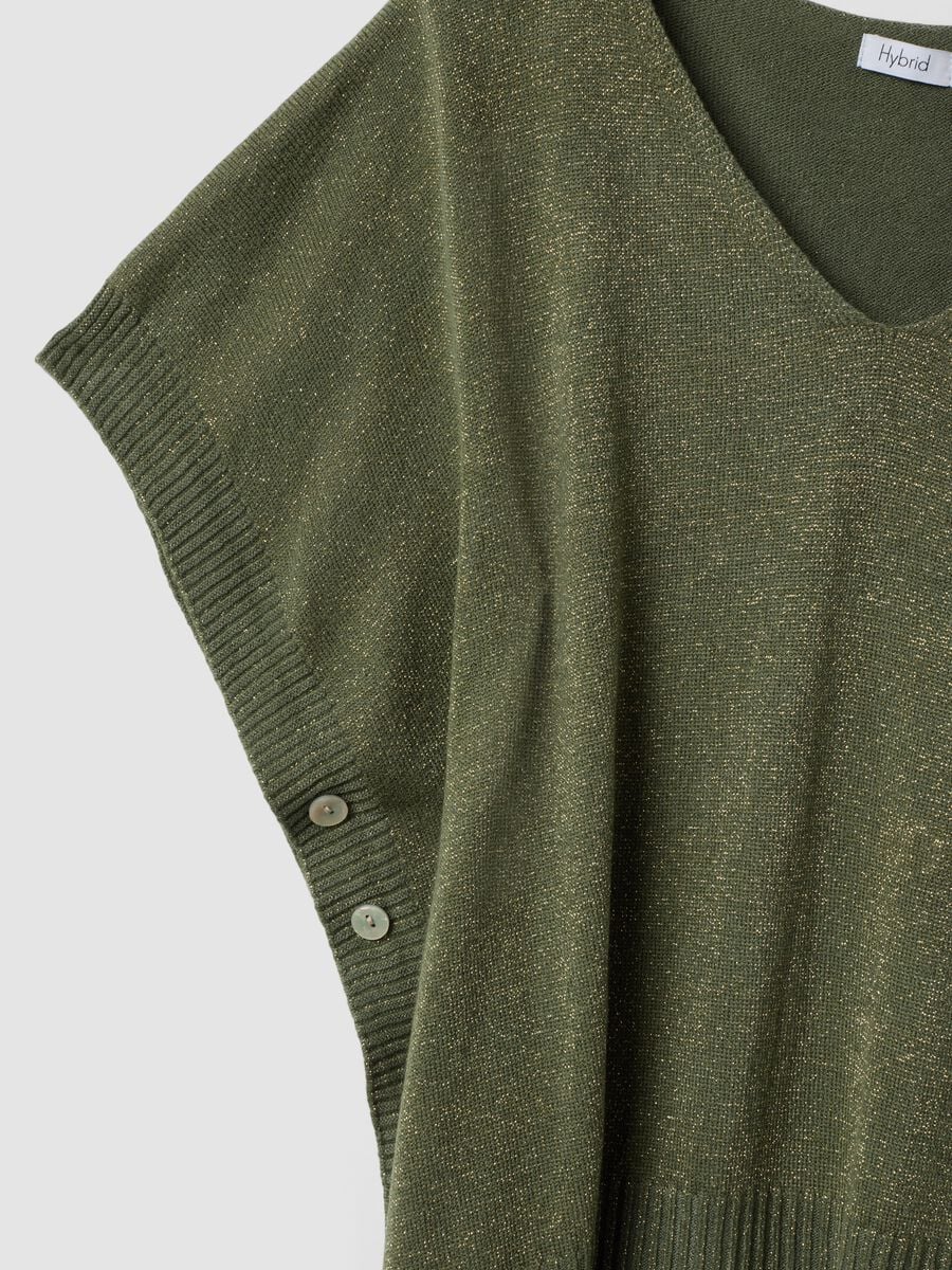 Green modal-blend V-neck top_5