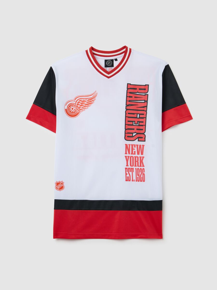 White and Red Short Sleeve T-shirt, Rangers Style_4
