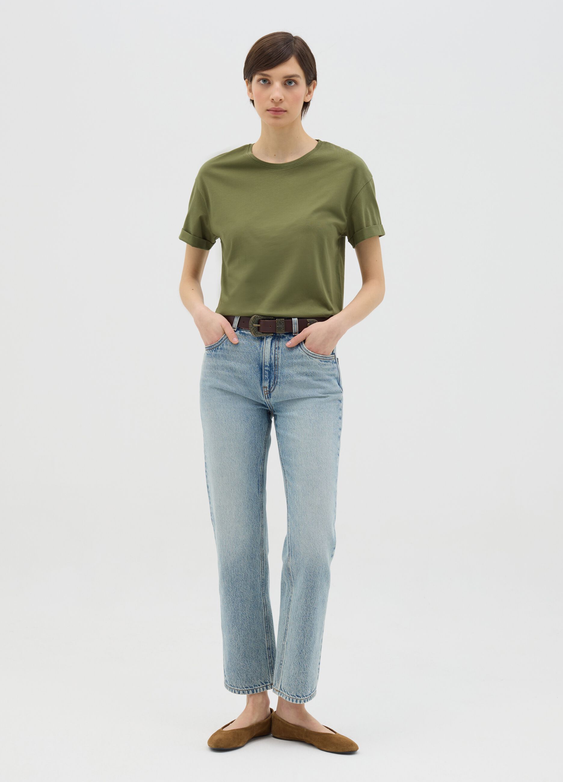 T-shirt in cotone boxy fit verde