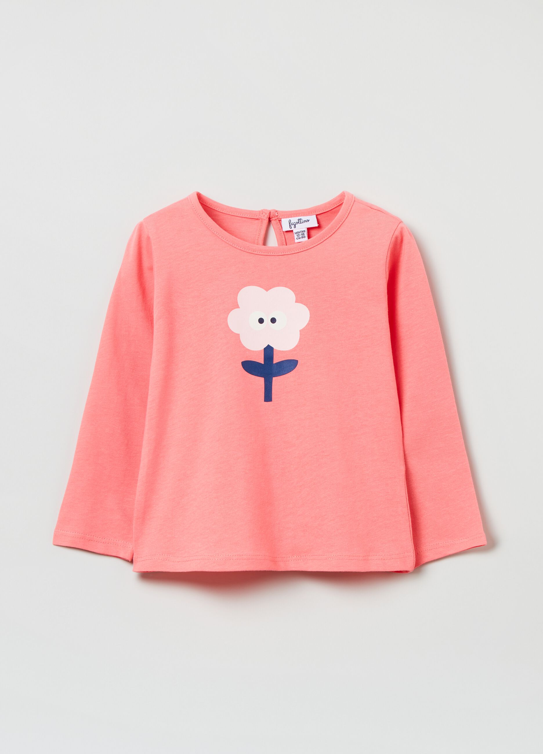 T-shirt in cotone con stampa fiore_0