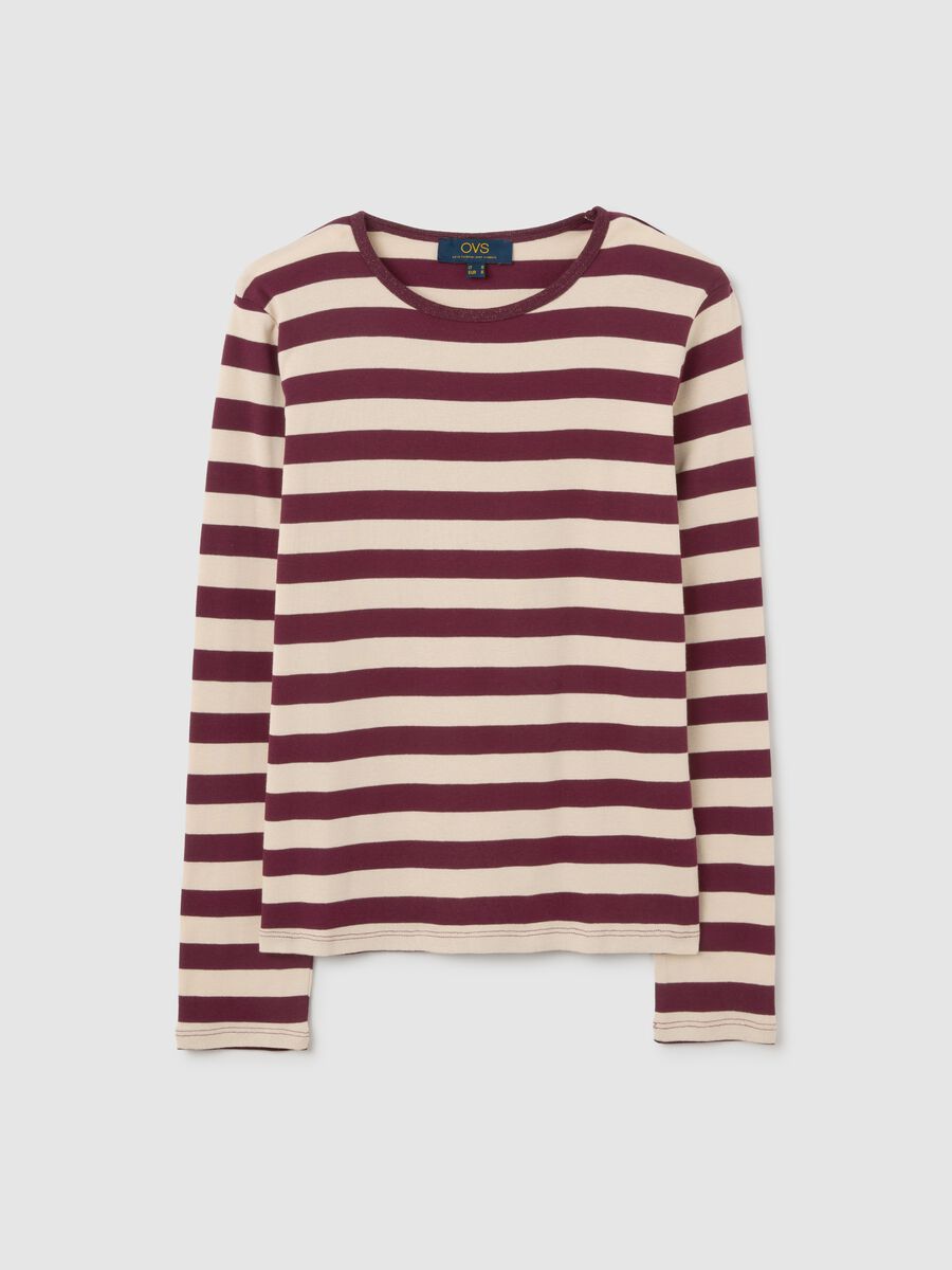 T-shirt viola a righe in cotone_4