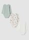 3-pack of crew-neck bodysuits in ivory white and sage green, 100% organic cotton_1
