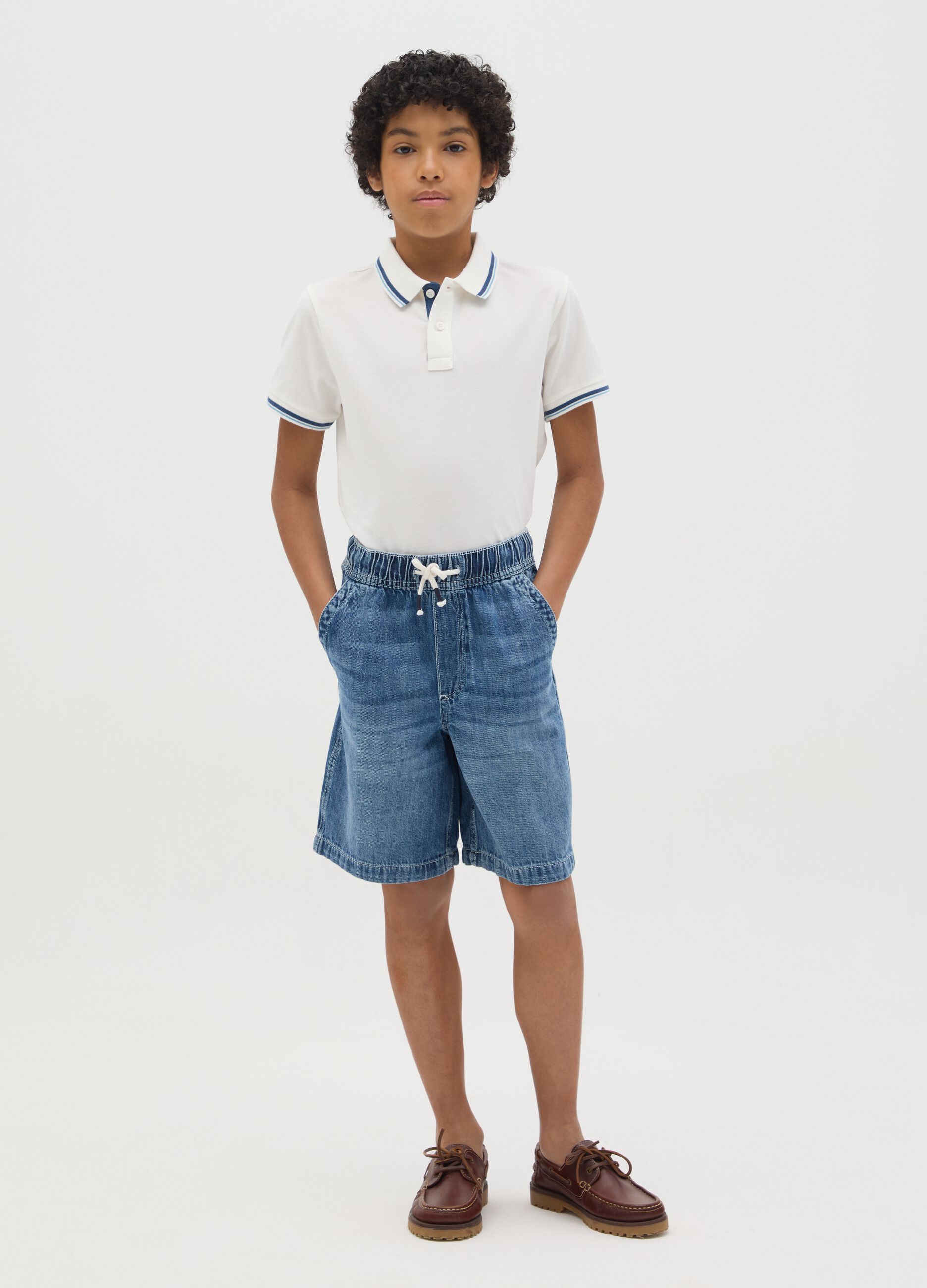 Blue denim shorts