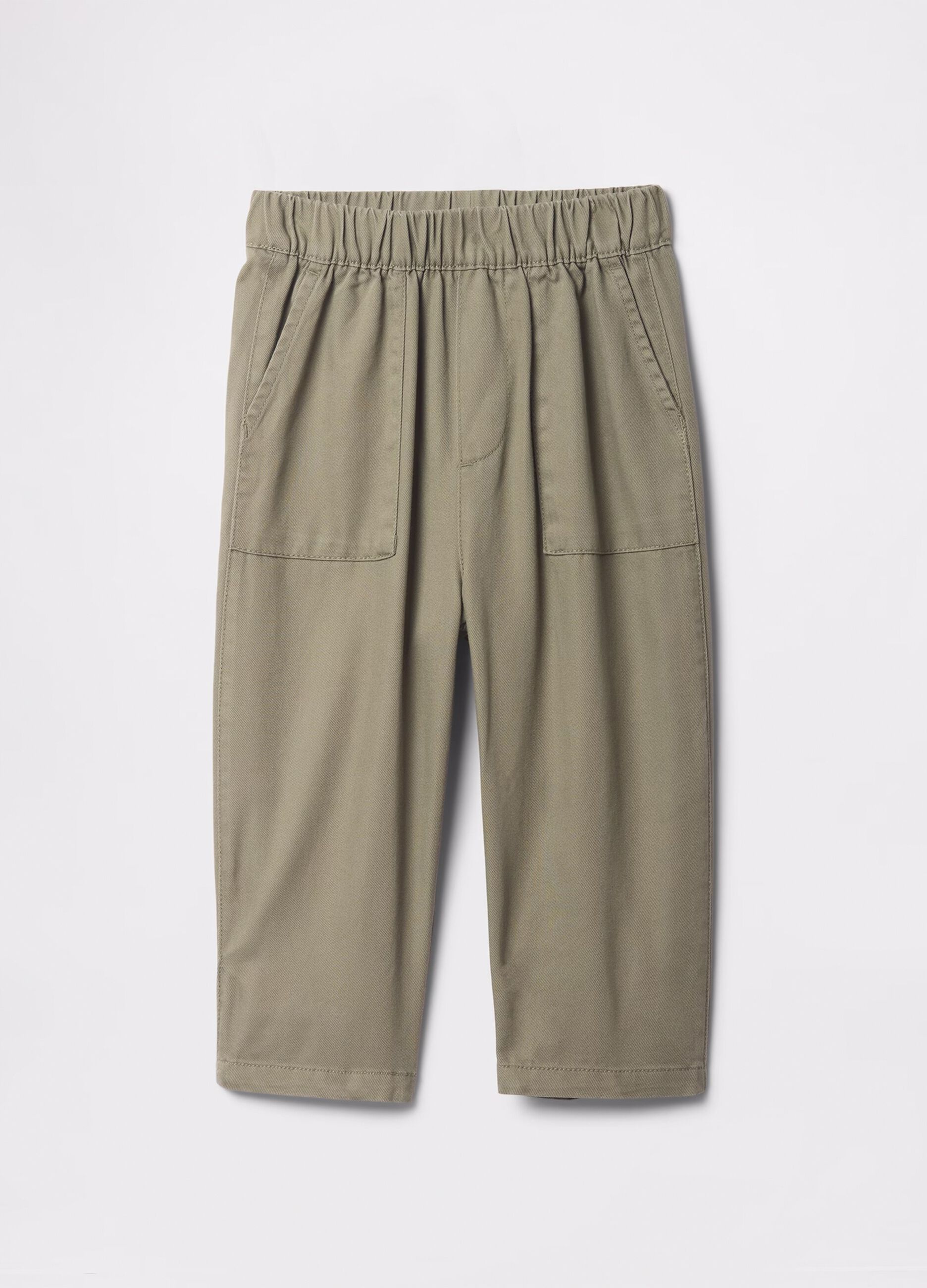 Green wide trousers in cotton and Lyocell blend