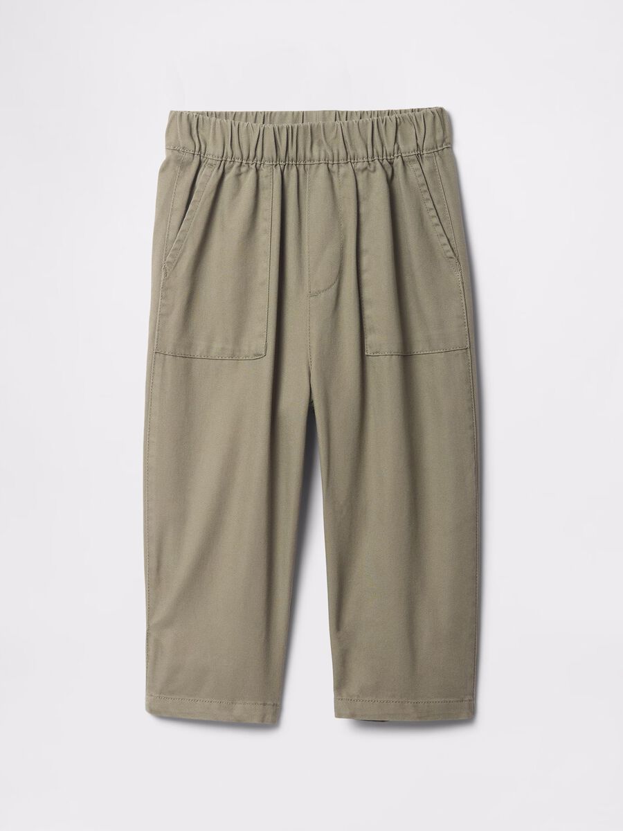 Green wide trousers in cotton and Lyocell blend_2