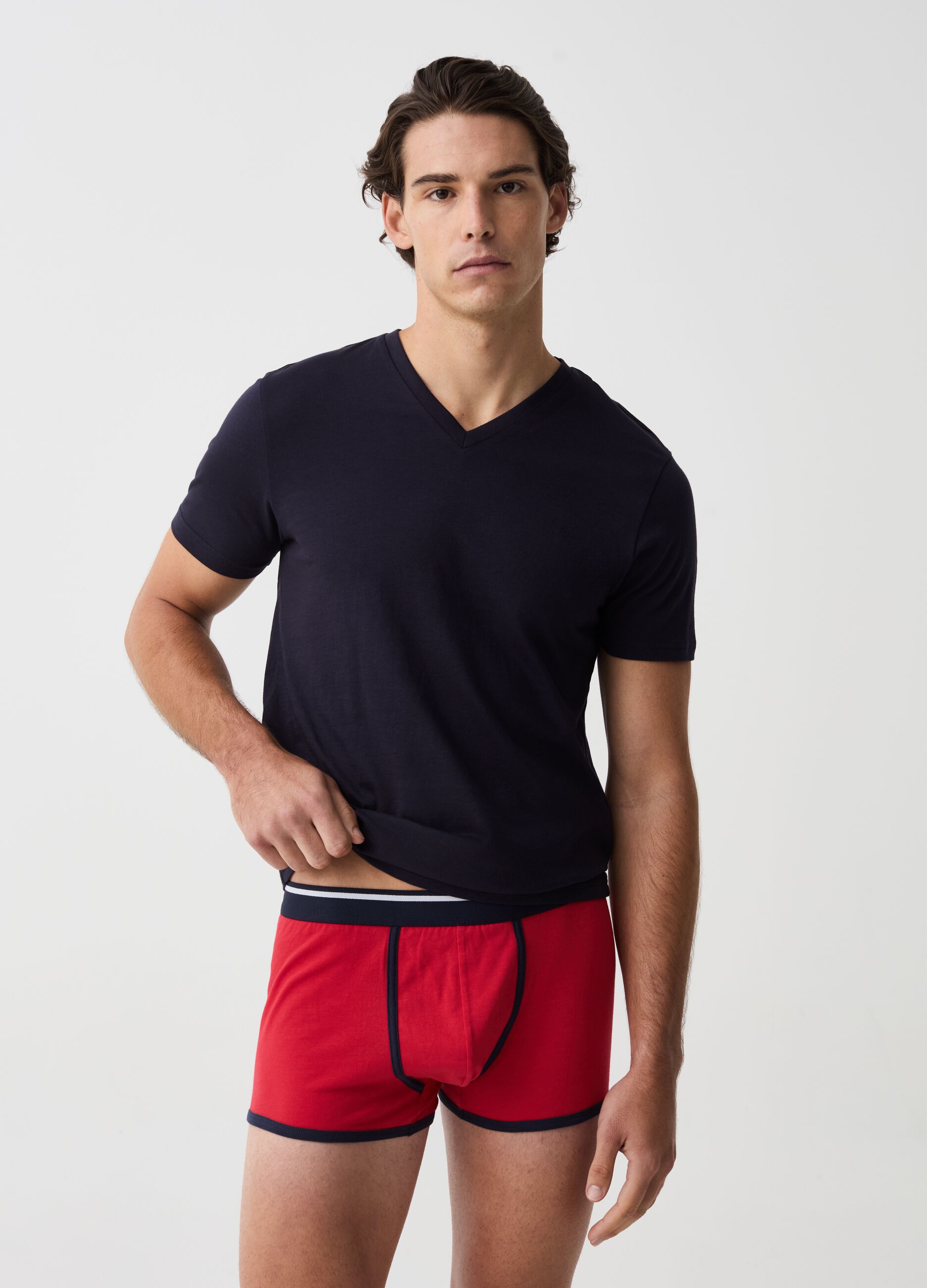 Ovs Tripack boxer con piping a contrasto