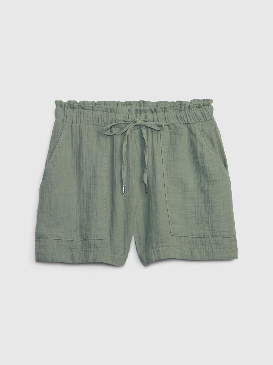 Shorts in garza di cotone effetto crinkle_4