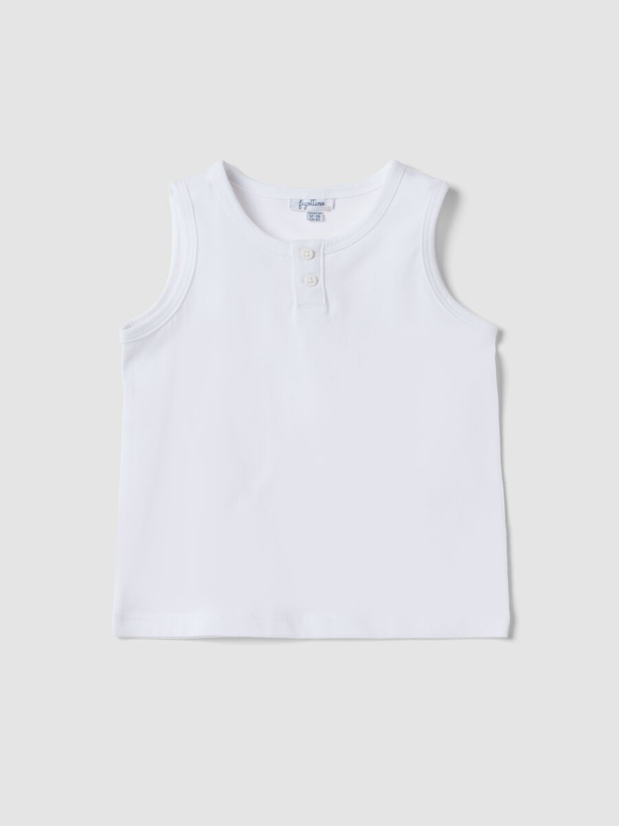 Tank top bianco in puro cotone_0
