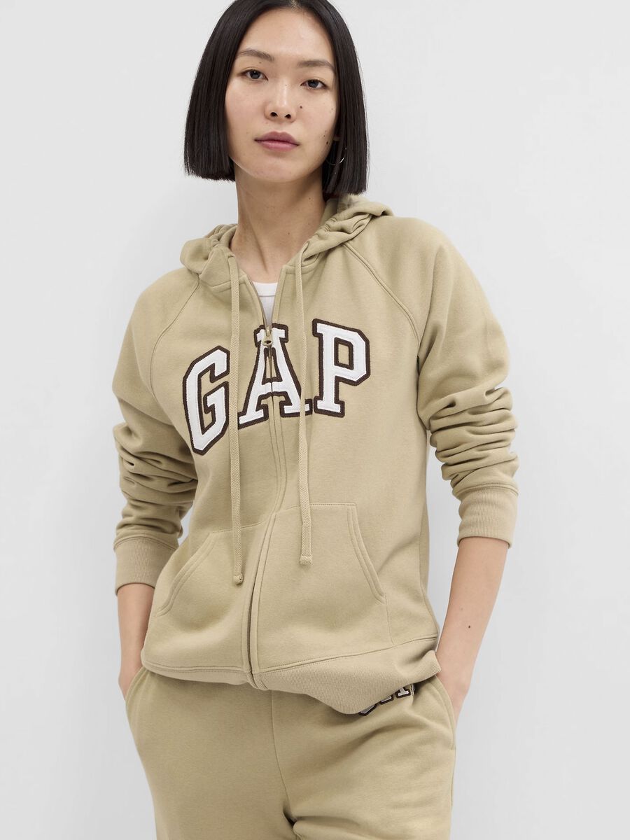 Full-zip sweatshirt with raglan sleeves and logo embroidery_0