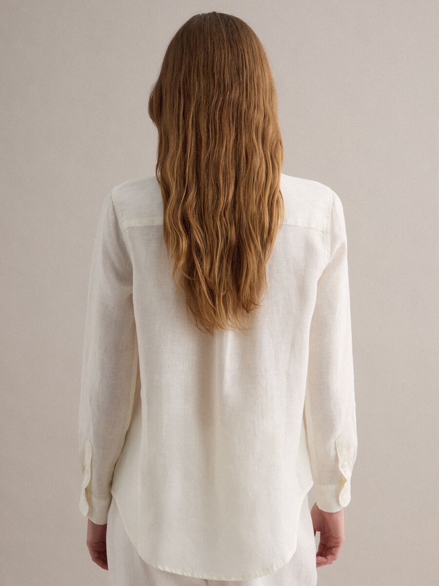 Camicia in puro lino bianca regular fit_3