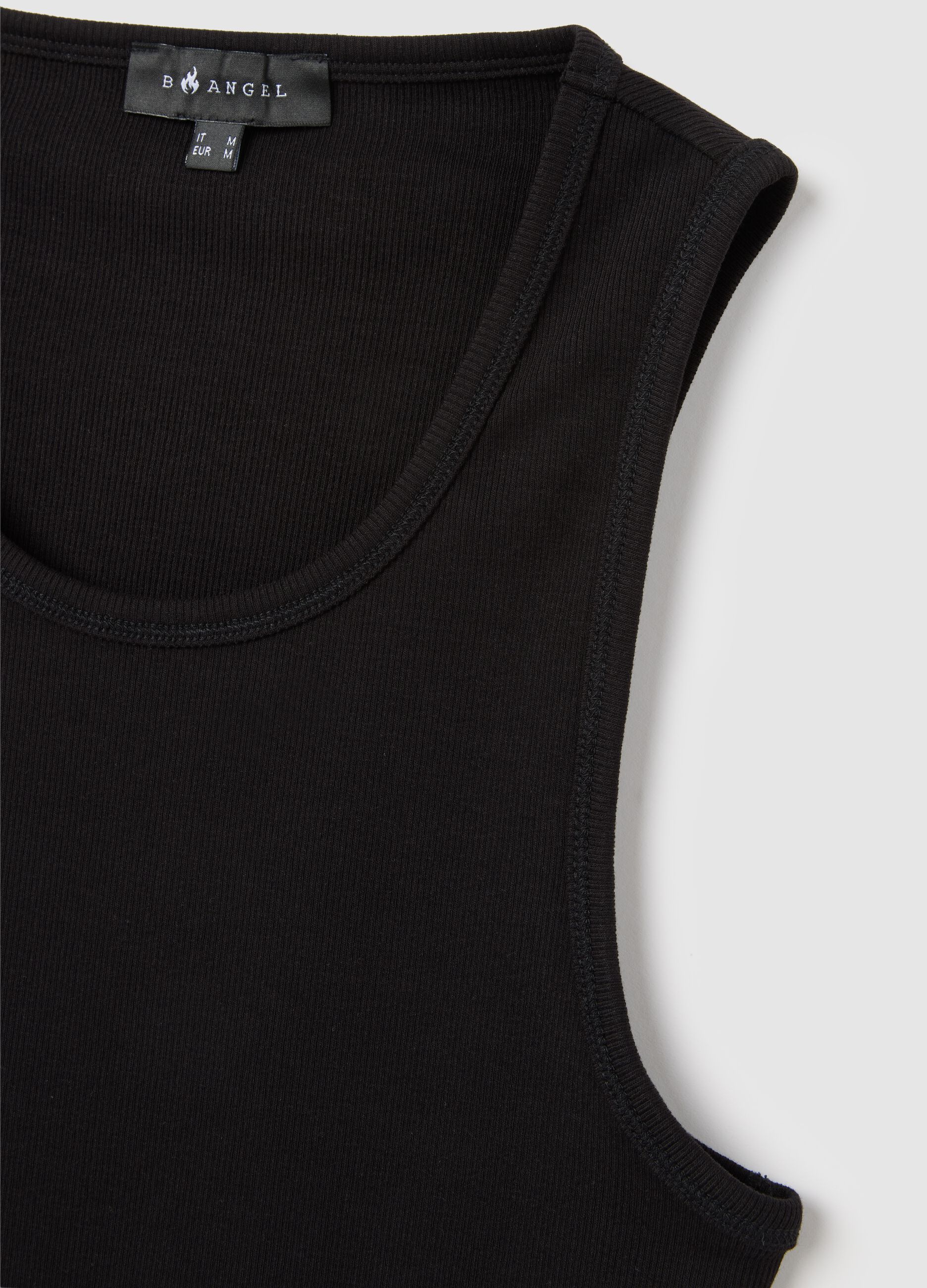 Men's Black Fitted Stretch Cotton Vest