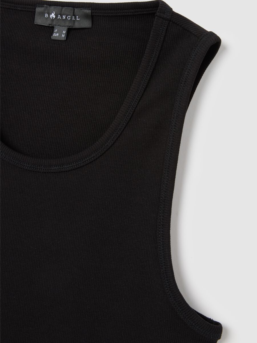 Men's Black Fitted Stretch Cotton Vest_5