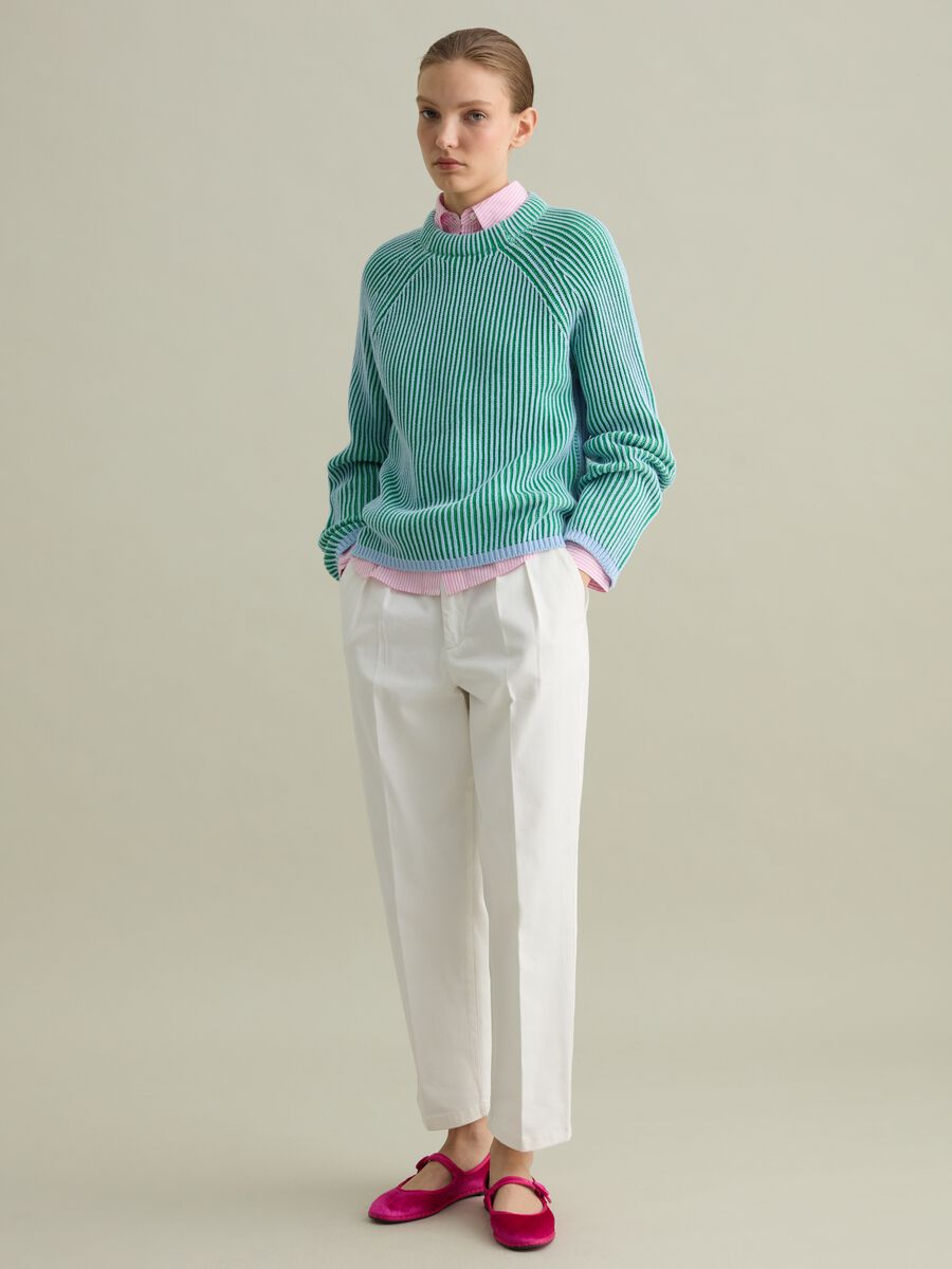 Cotton pullover with striped weave_1
