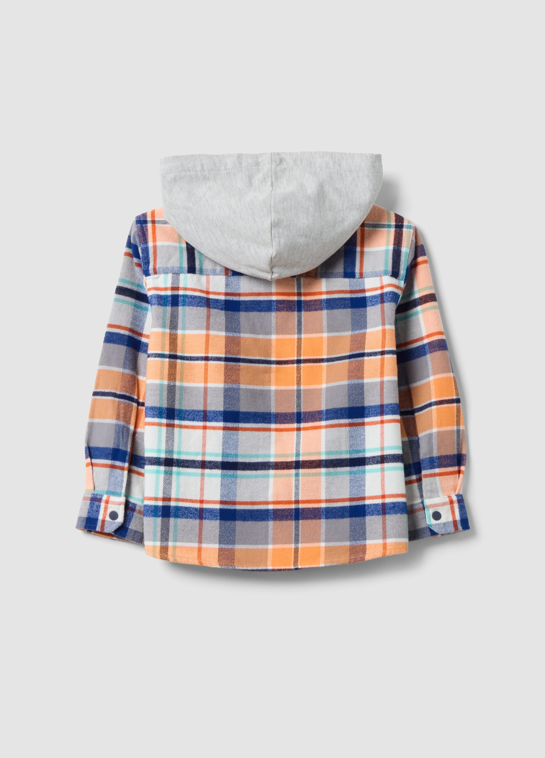 Multicolour hooded pure cotton slim-fit shirt for boys