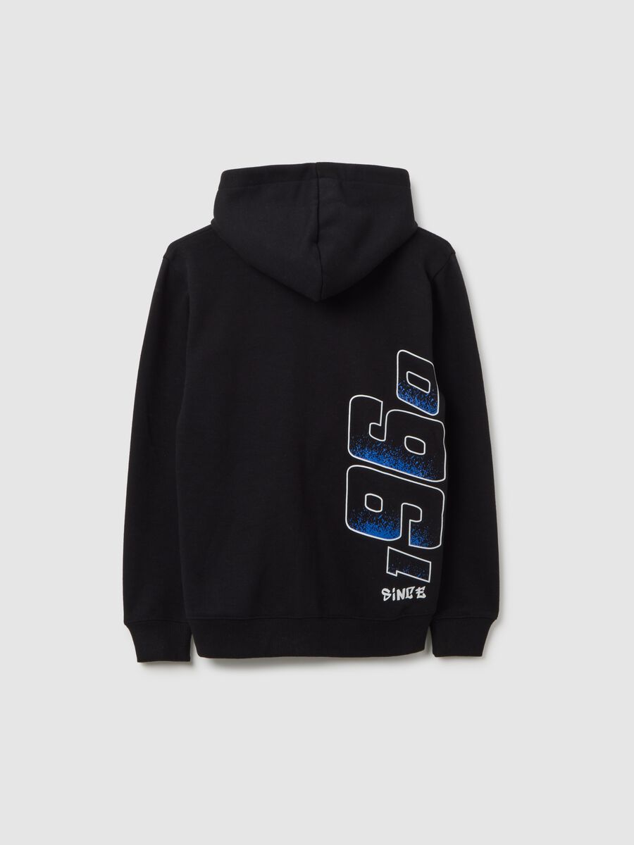 Felpa da bambino in misto cotone nera con cappuccio_4