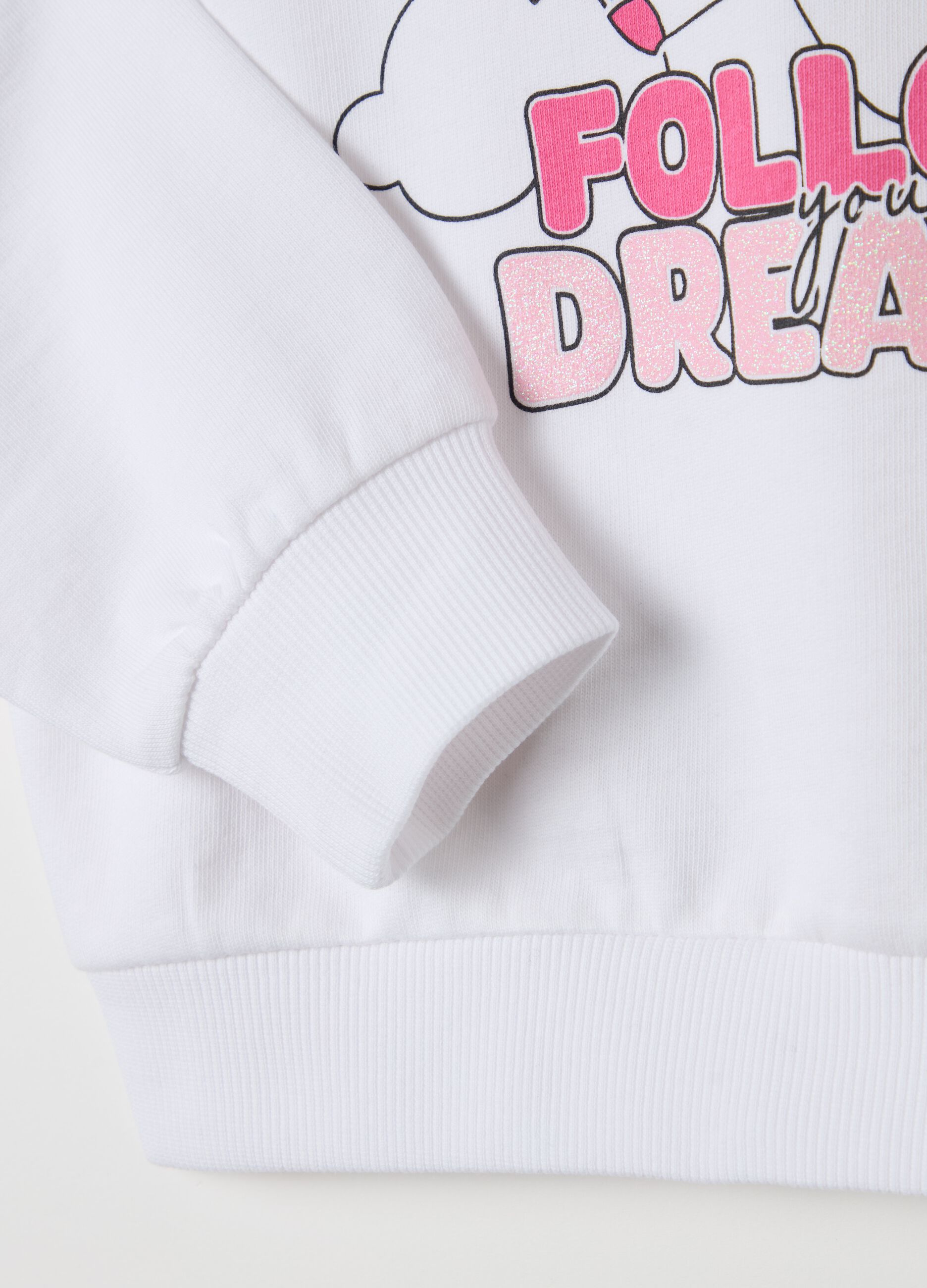 Felpa in French Terry con stampa glitterata 
