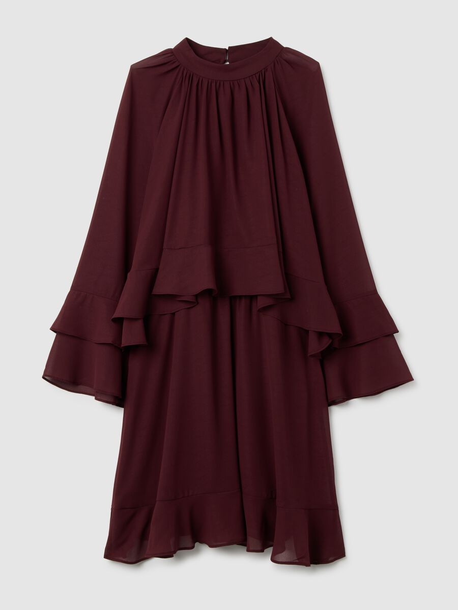 Vestito in crepe marrone over_4