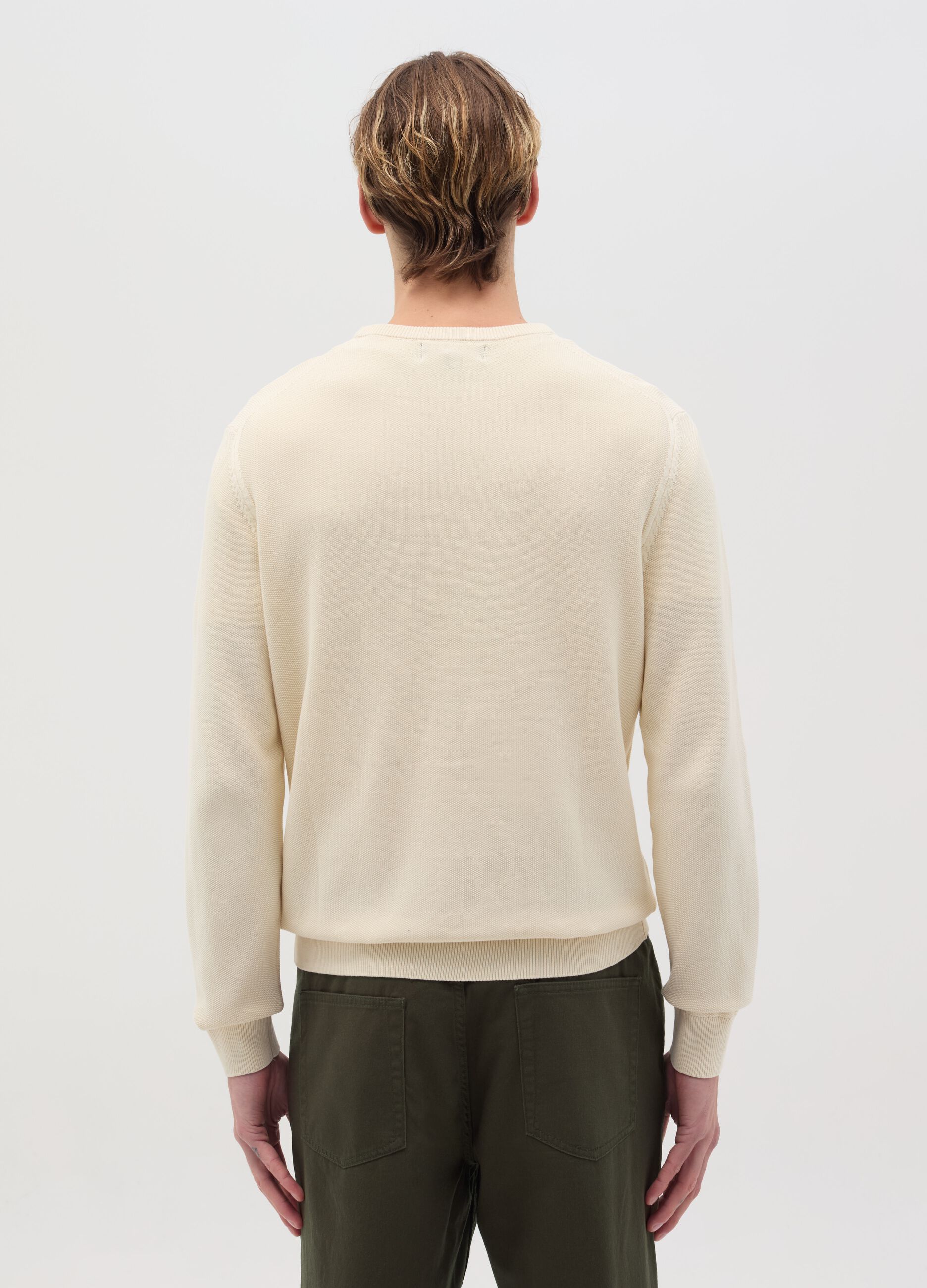Pullover in cotone con micro trama