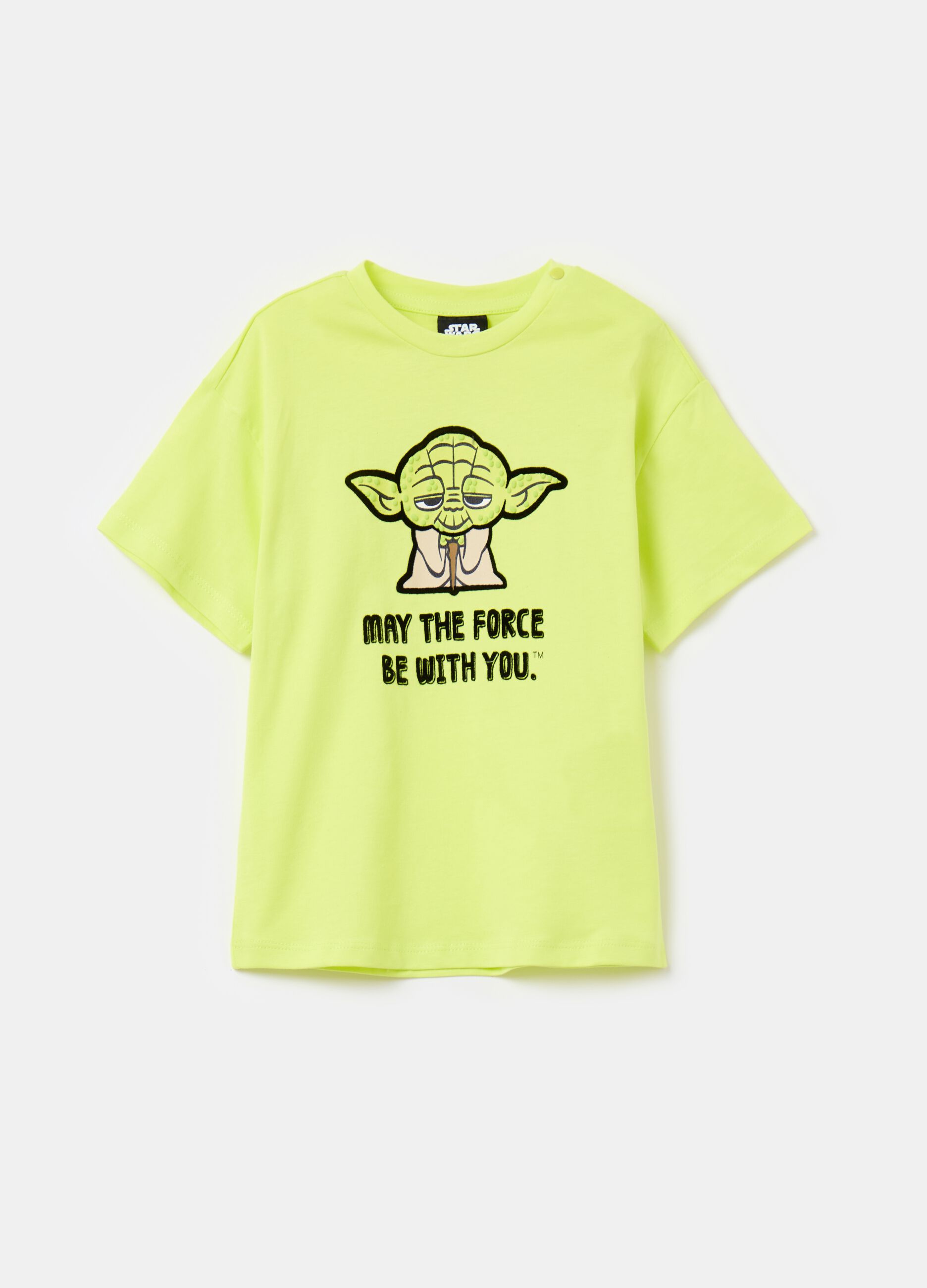 Cotton T-shirt with Yoda print