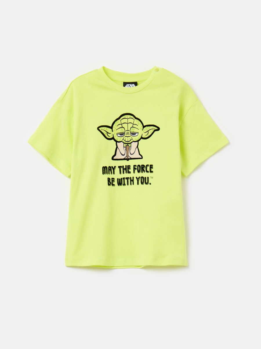 T-shirt in cotone con stampa Yoda_0