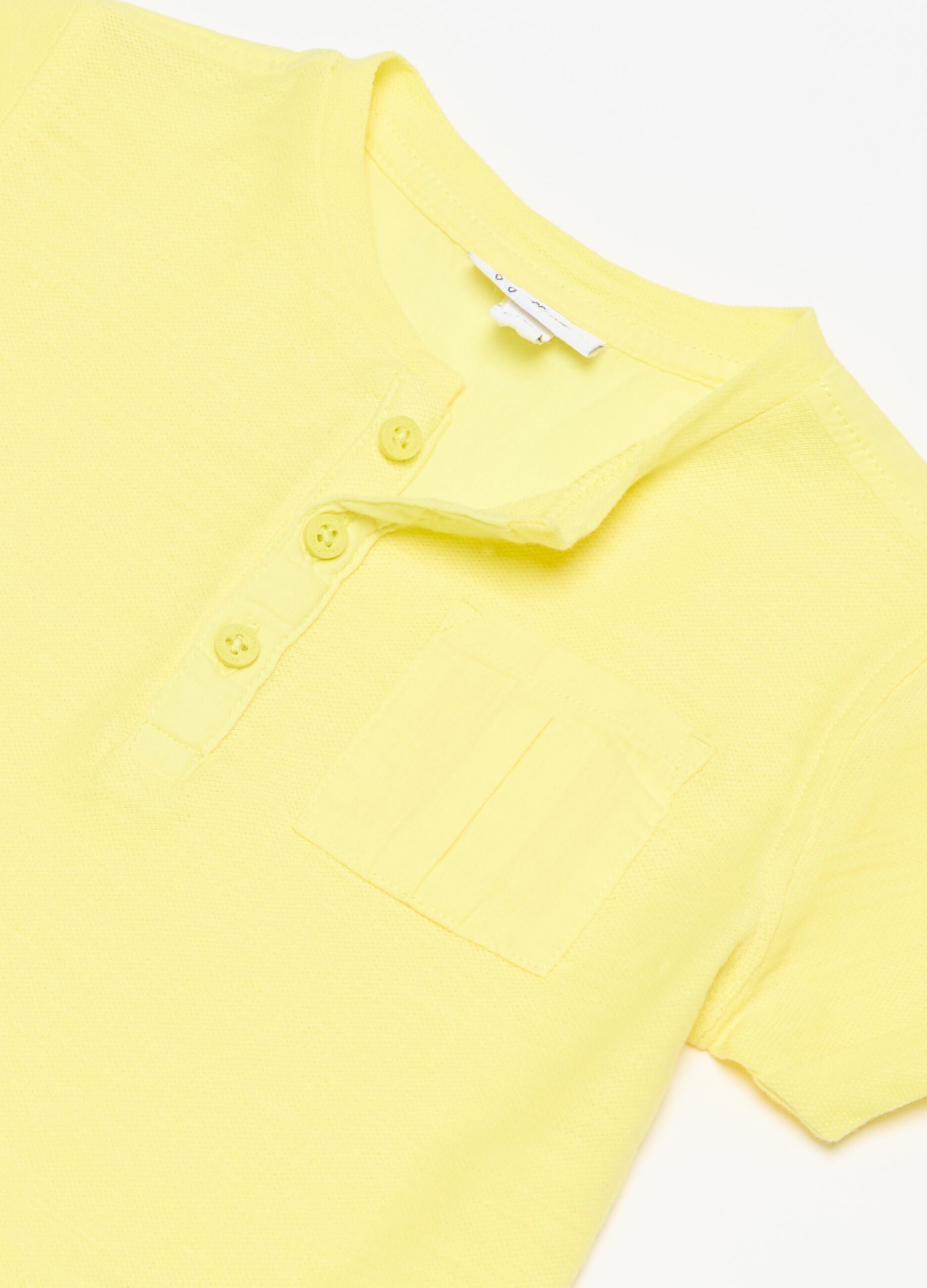 Textured cotton T-shirt with pocket