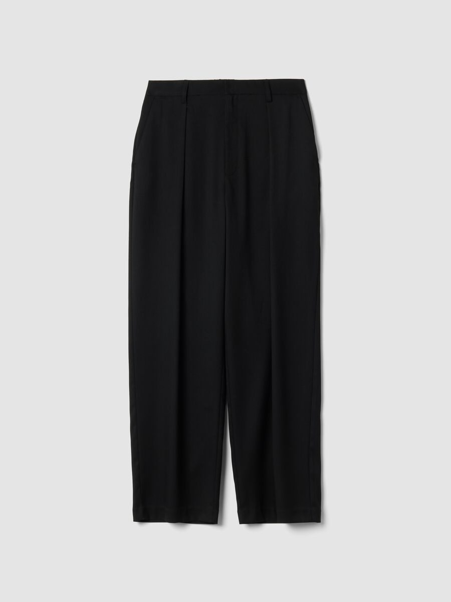 Pantaloni neri in viscosa elasticizzata over fit_0