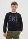 Boys' Black Sweatshirt in Pure Cotton Regular Fit with SKI Print_0