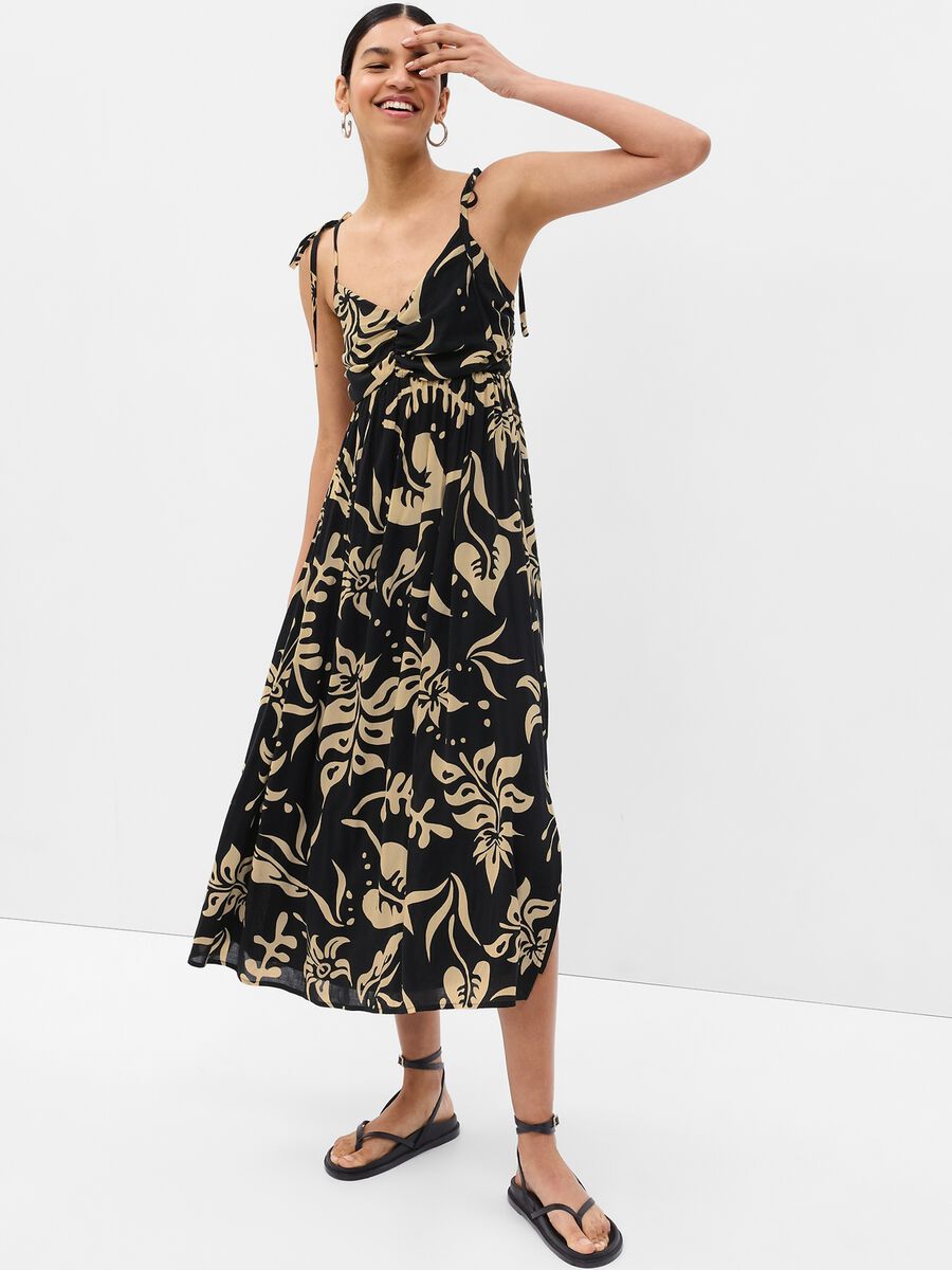 Empire-style midi dress with floral print_0