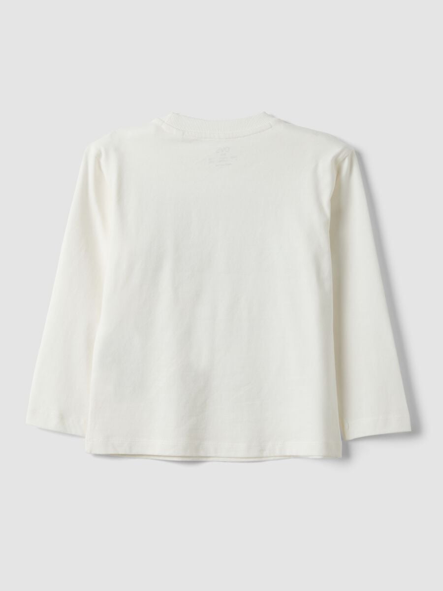 White pure cotton crew-neck T-shirt with gaming print_1