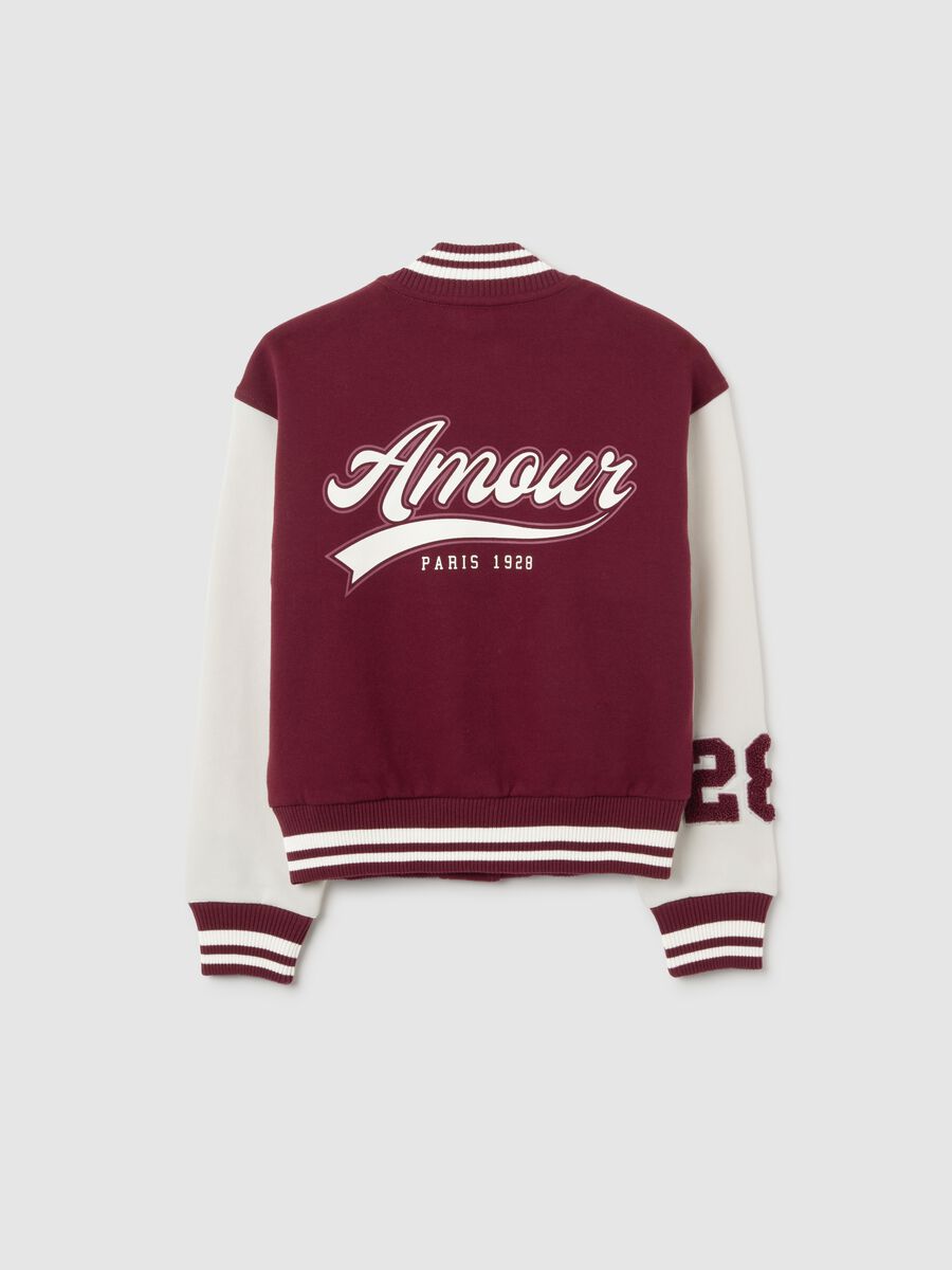 Girls' bomber jacket in white and red cotton blend regular fit_4