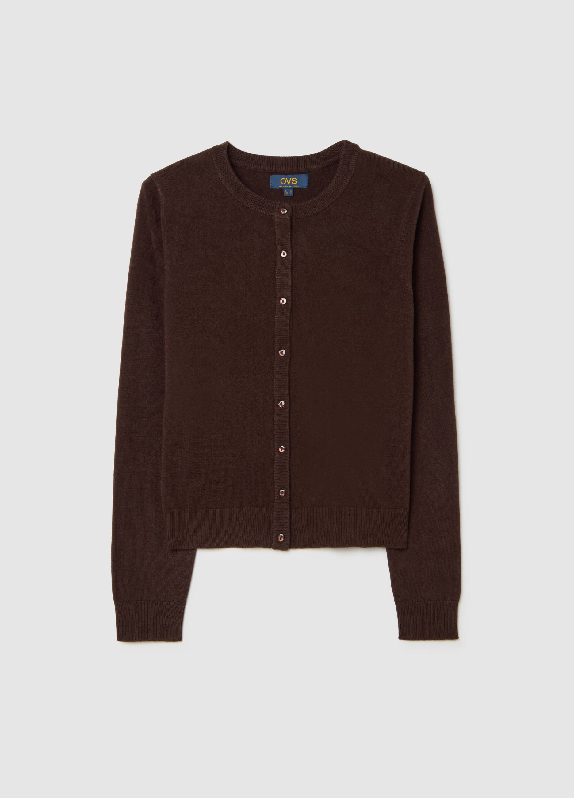 Brown cardigan in mixed fabric