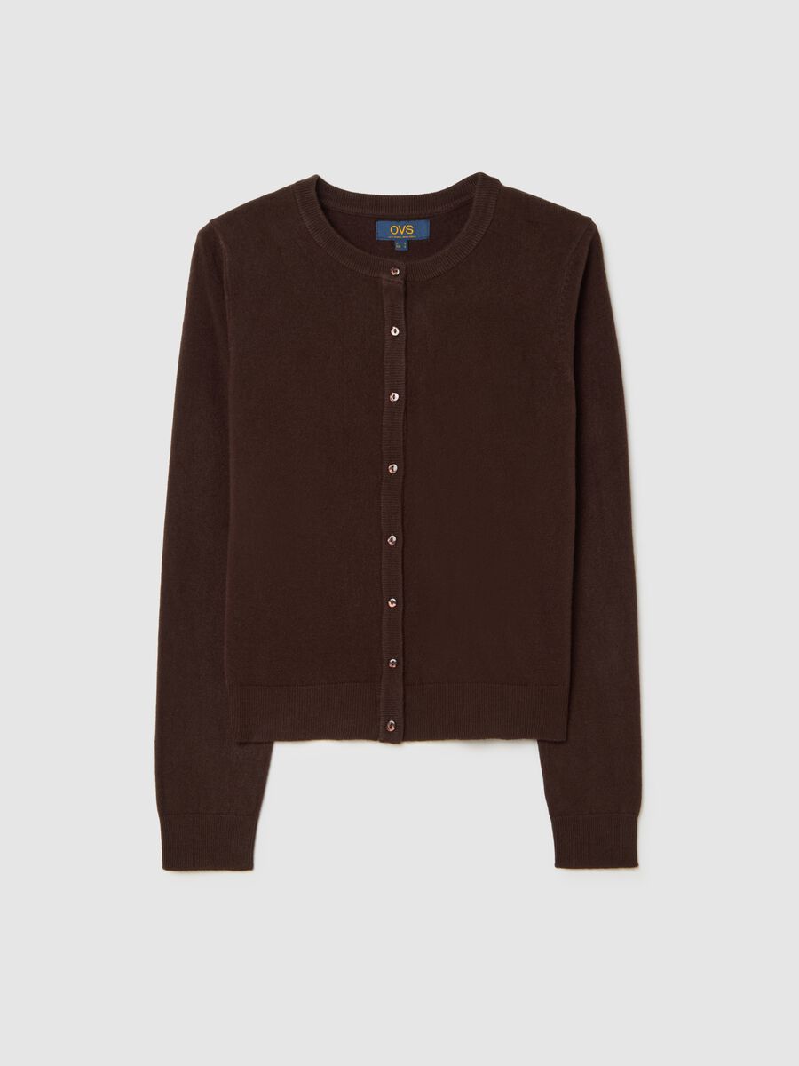 Brown cardigan in mixed fabric_0