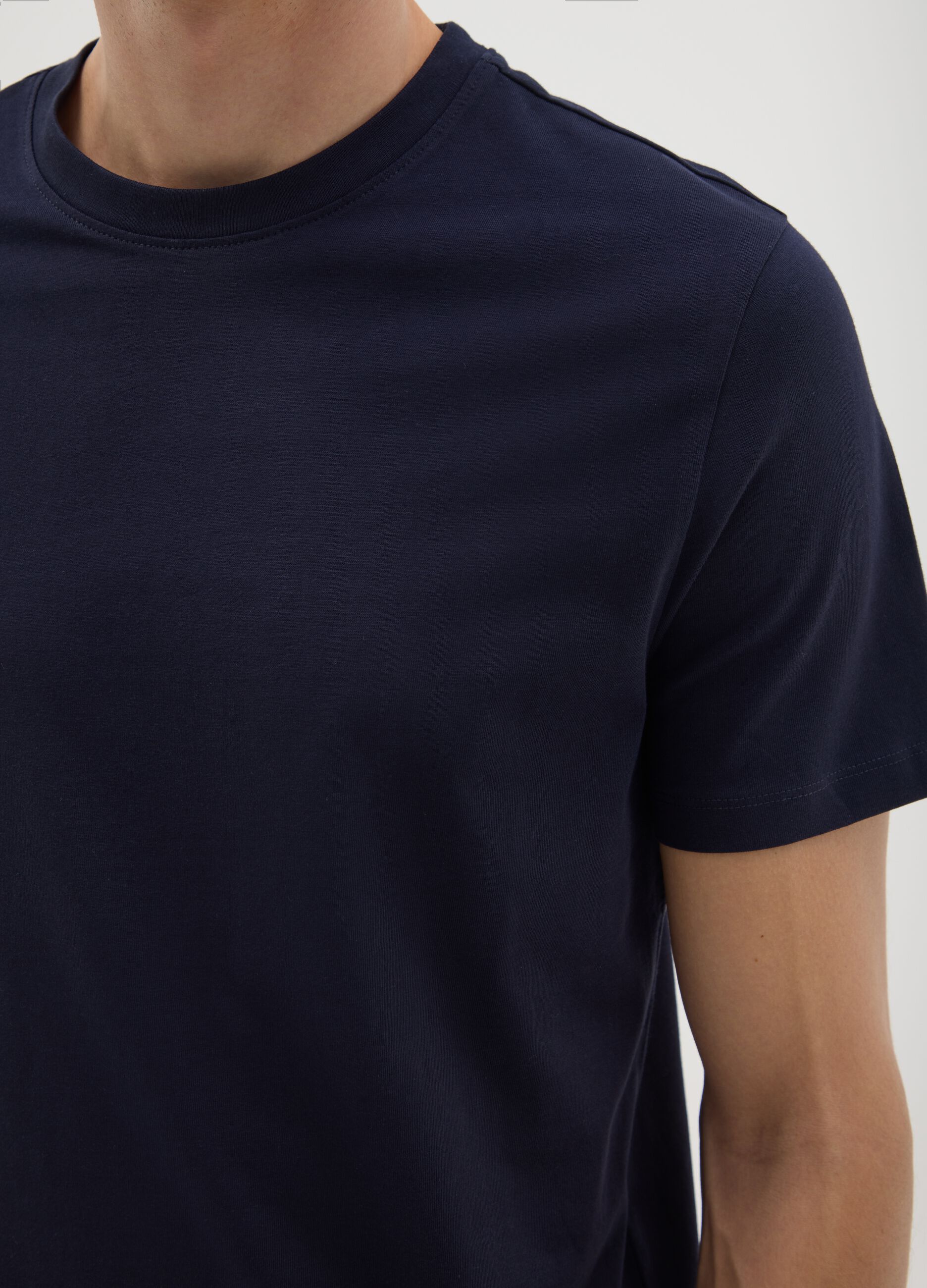 Men's blue pure cotton regular fit t-shirt