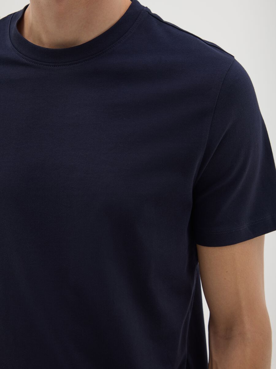 Men's blue pure cotton regular fit t-shirt_2