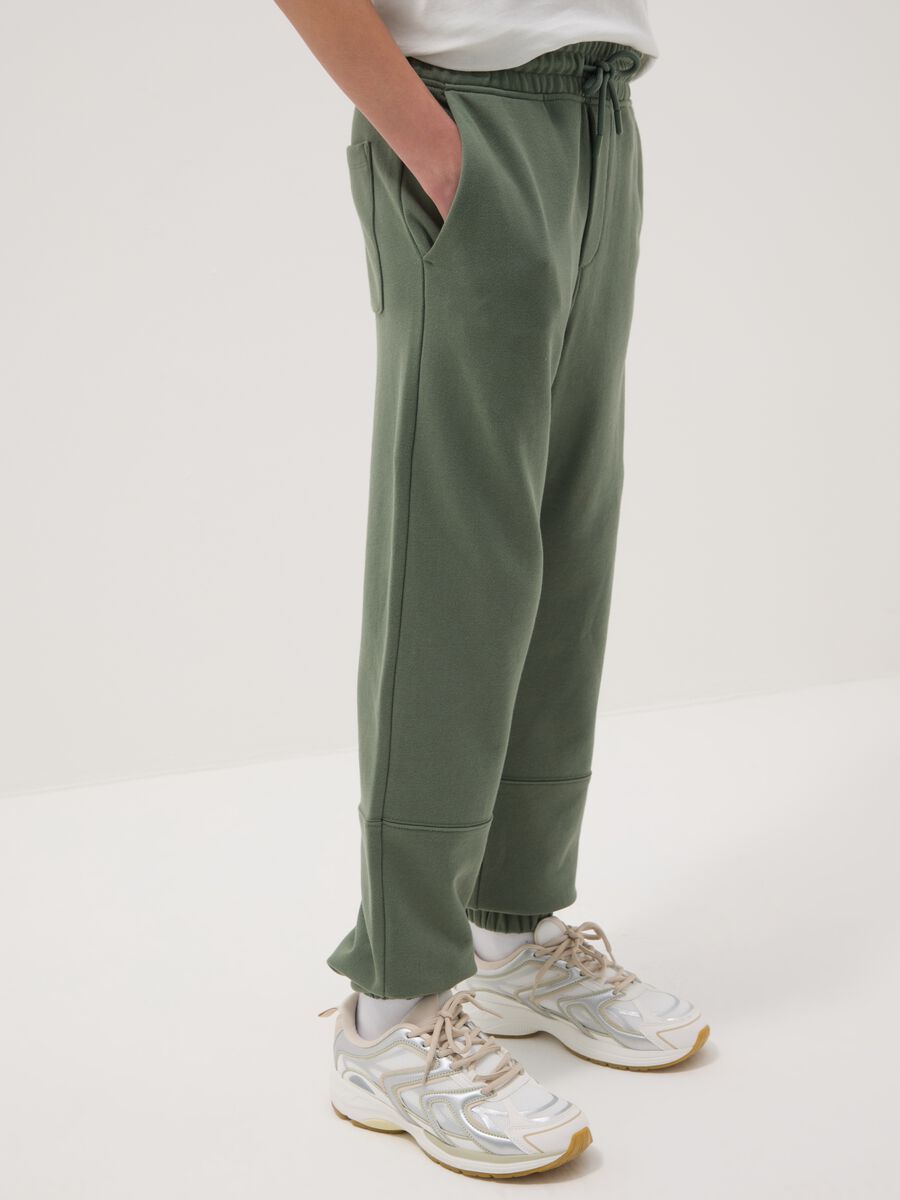 Pantaloni jogger verdi da ragazzo in puro cotone organico regular fit_1