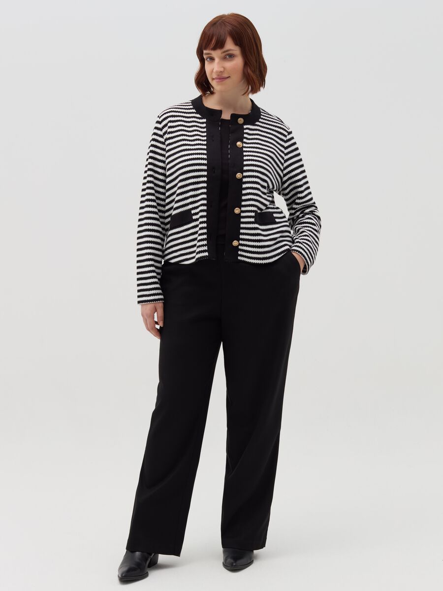 Curvy striped cardigan with golden buttons_1