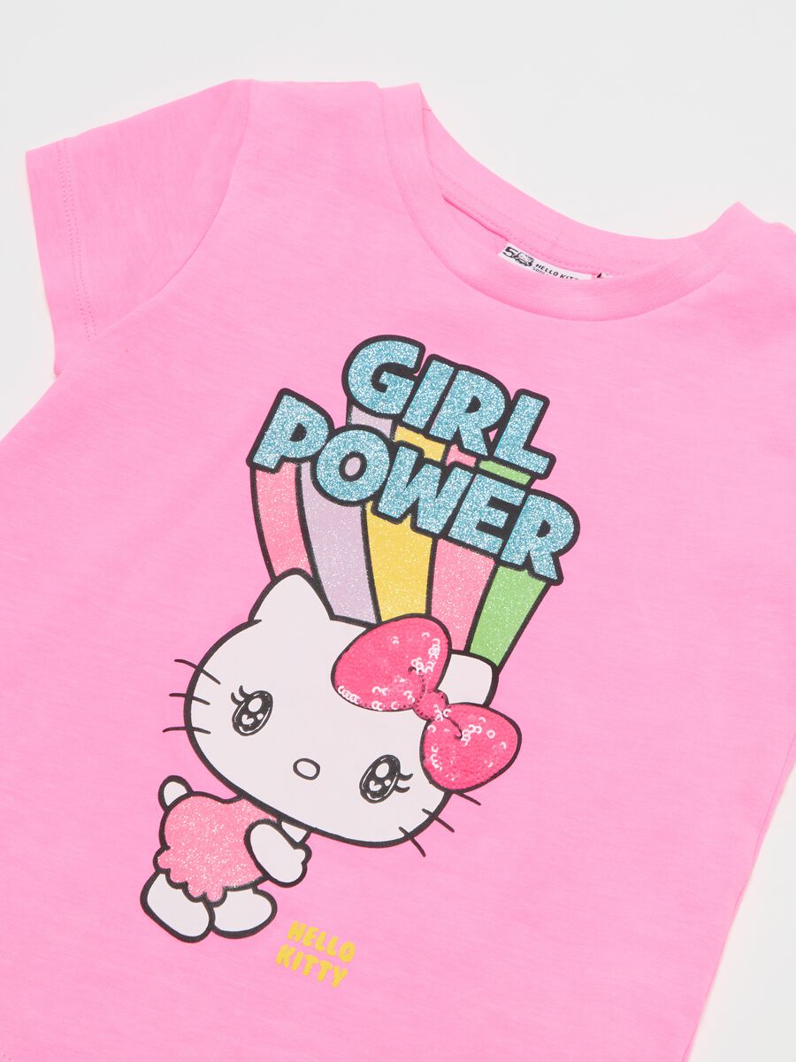T-shirt con stampa Hello Kitty e paillettes_2