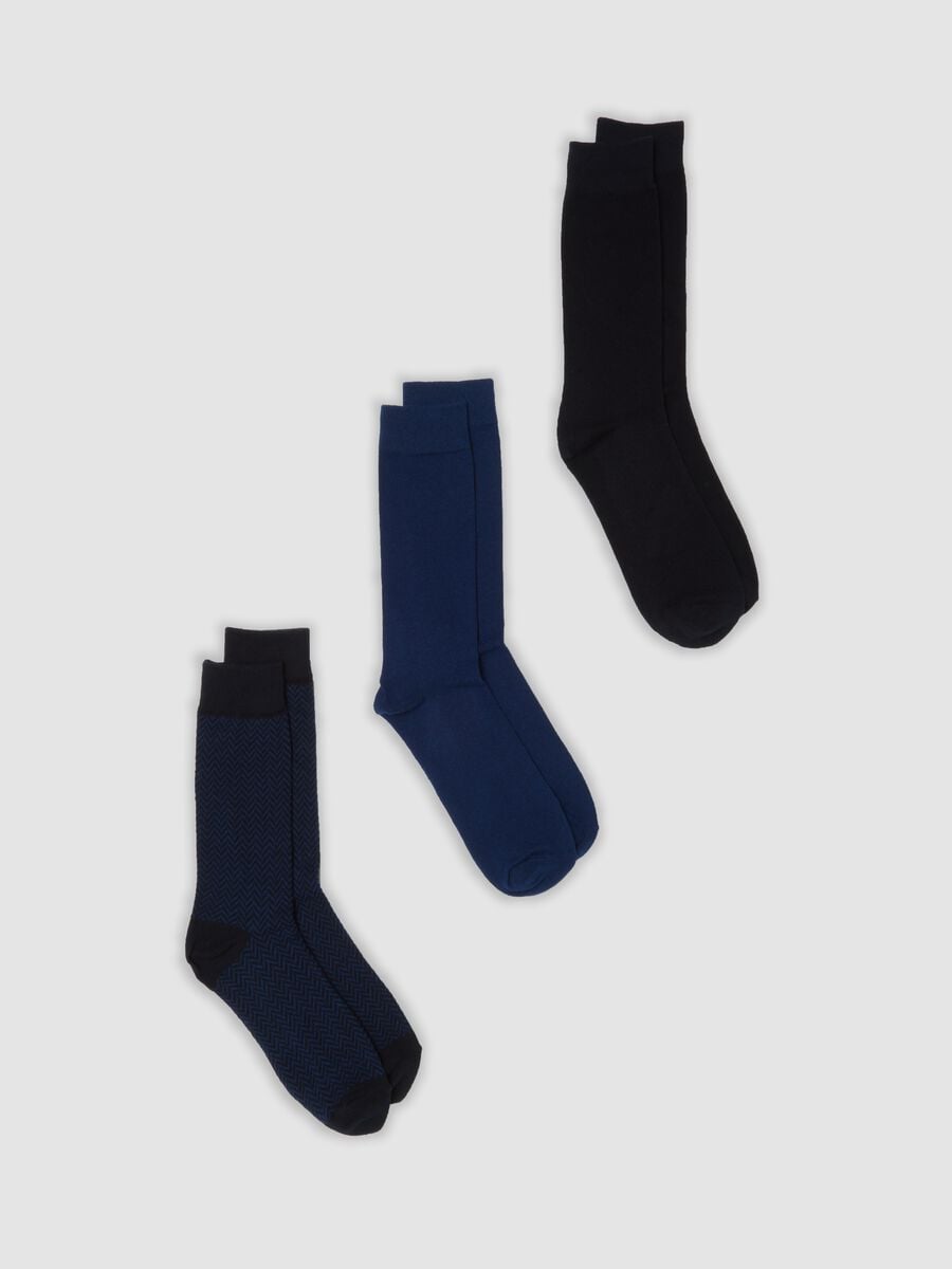 3-pack of blue organic stretch-cotton mid-calf socks_0