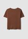 Brown pure cotton T-shirt with floral print, regular fit_1