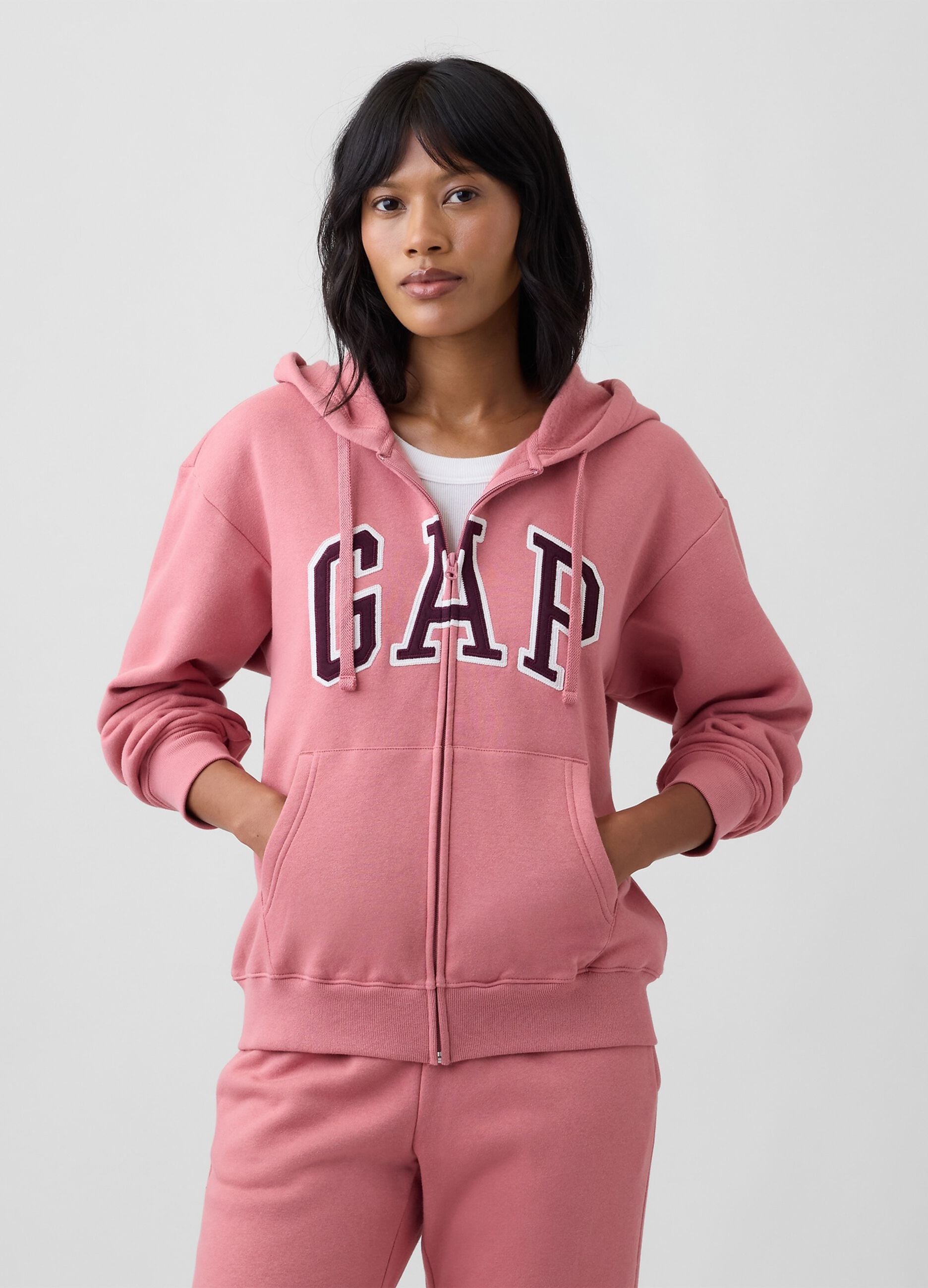 Pink cotton-blend hoodie with GAP logo