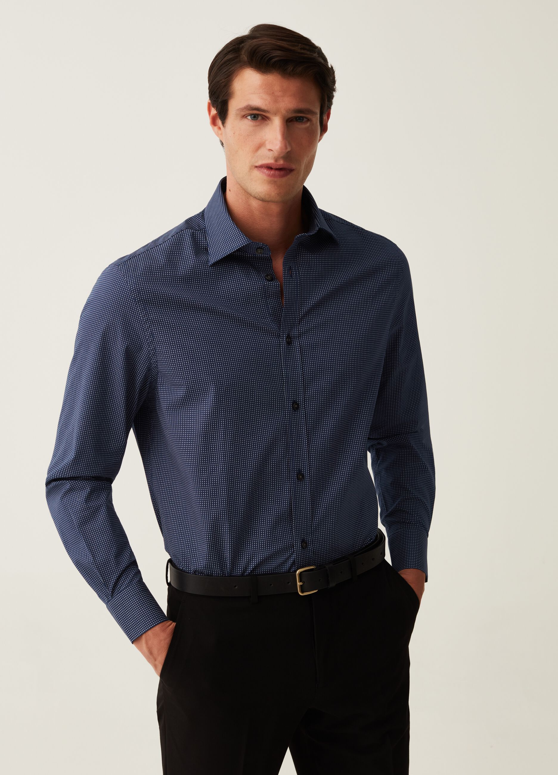 Camicie Uomo in Jeans Slim in Lino a Quadri e altro OVS