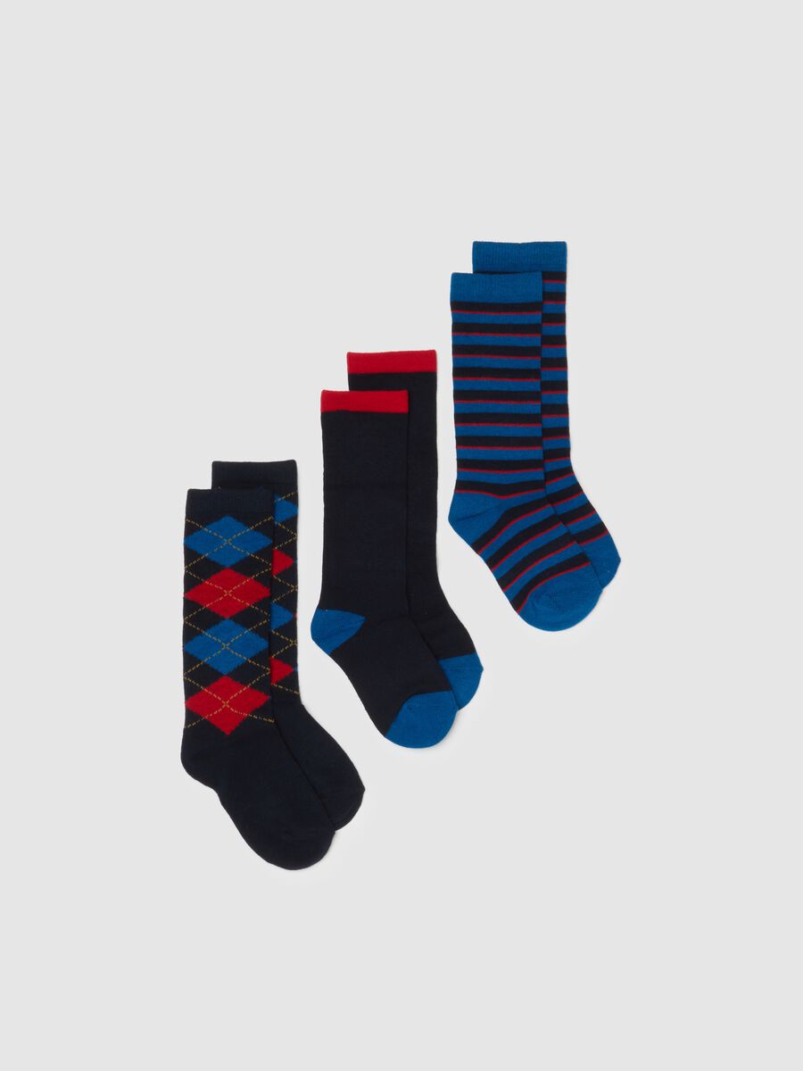 Tripack calze lunghe a righe multicolor da bambino in misto cotone_0