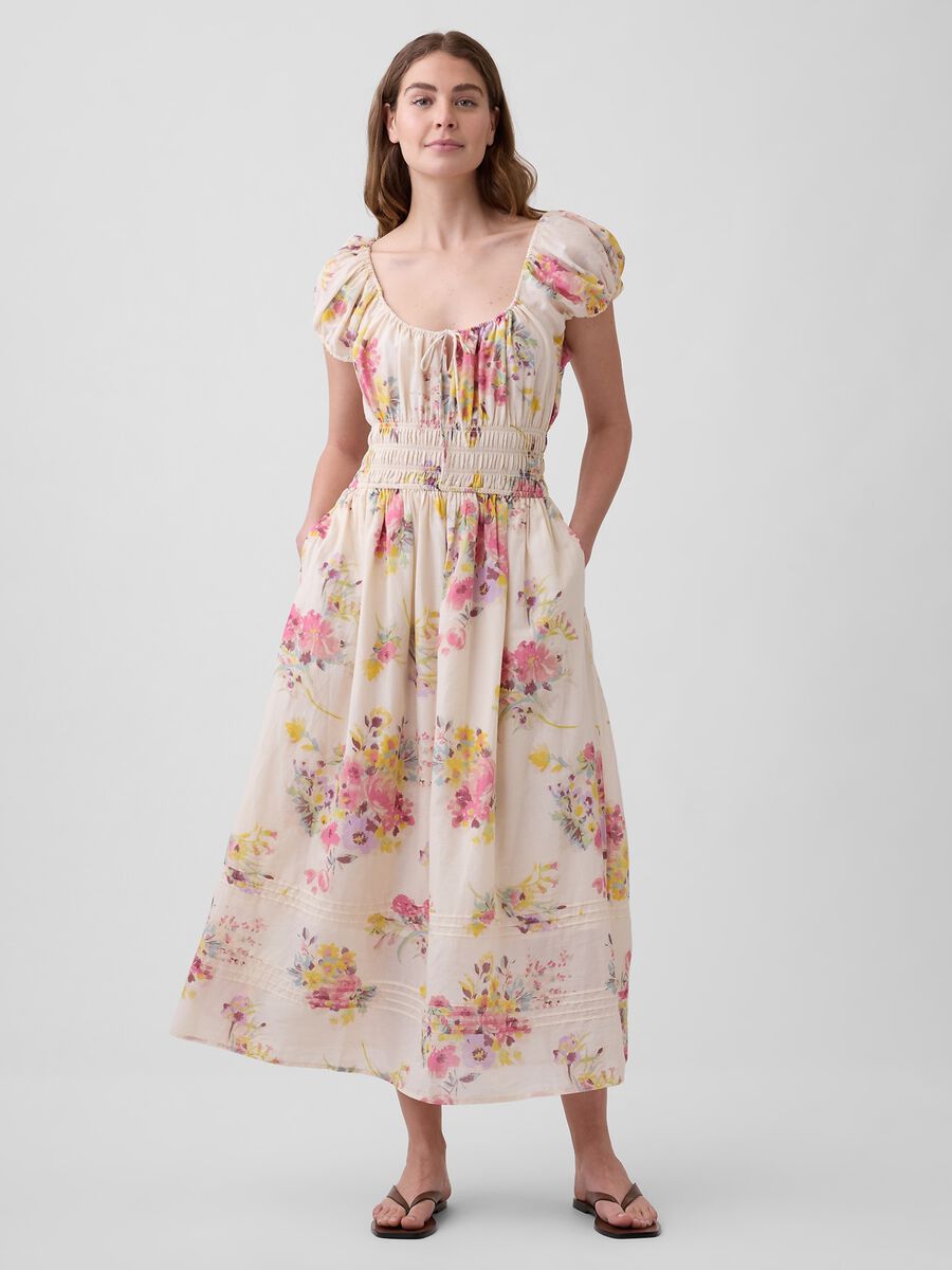 Pure cotton floral midi dress_0