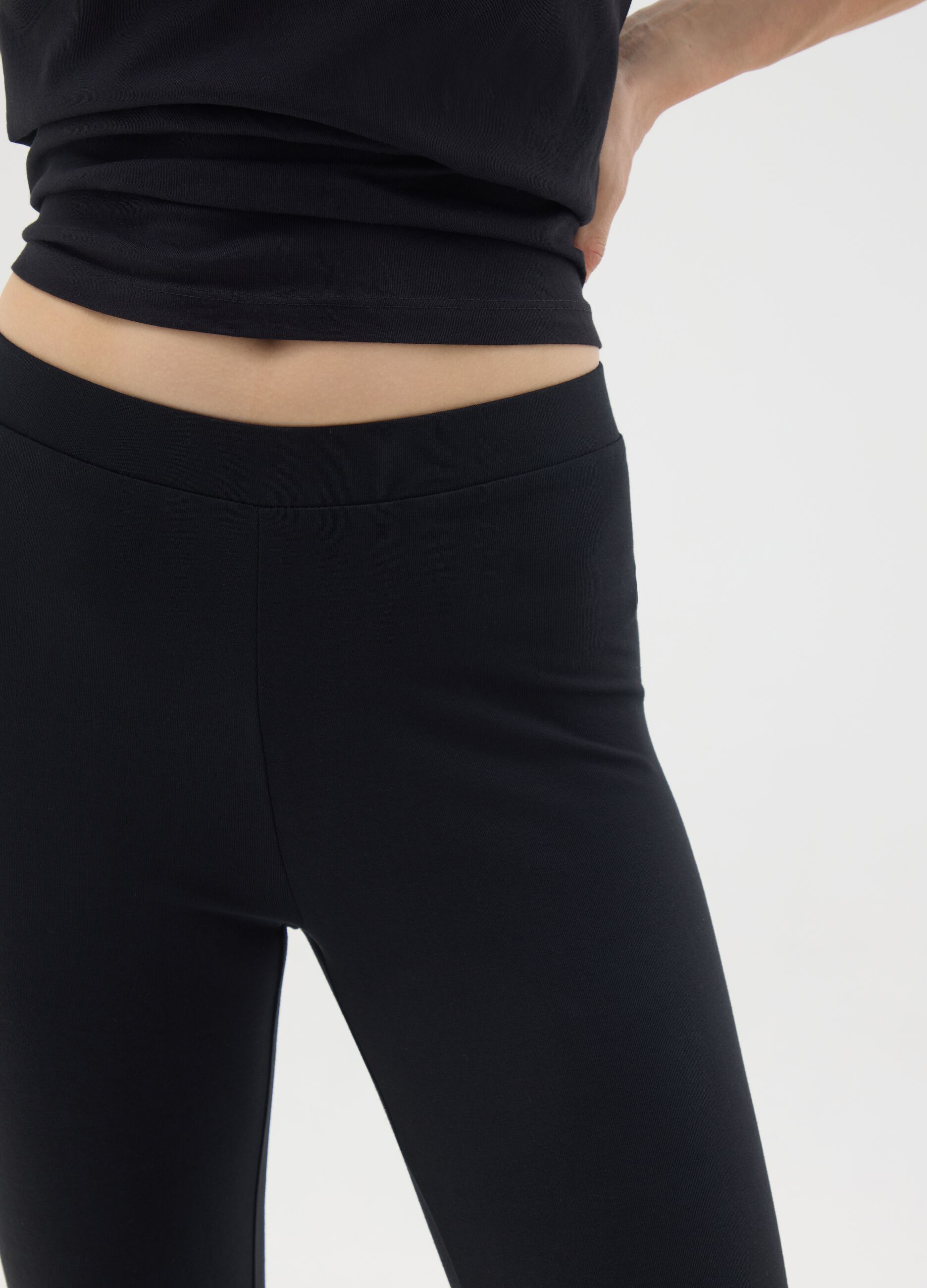 Black Stretch Cotton Skinny Leggings