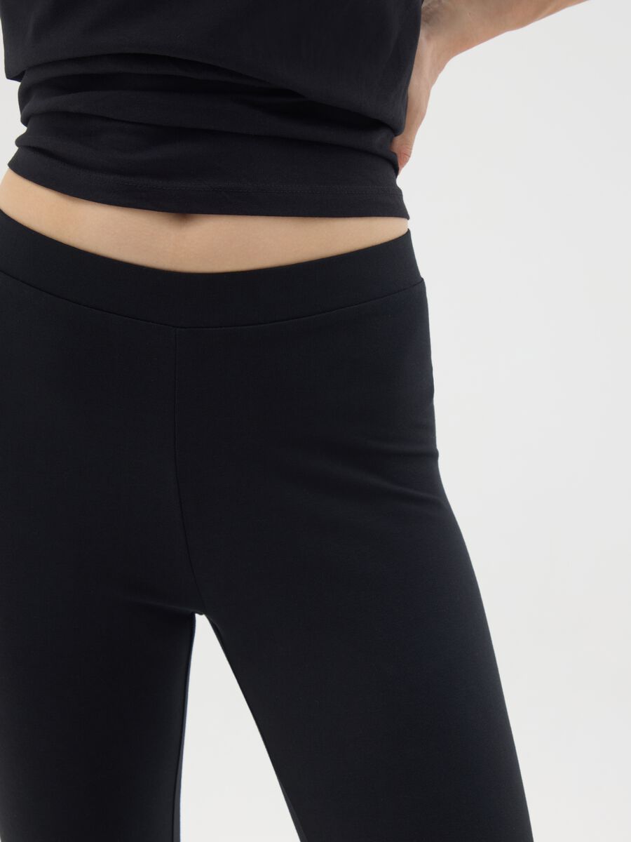 Leggings in cotone elasticizzato nero skinny_3