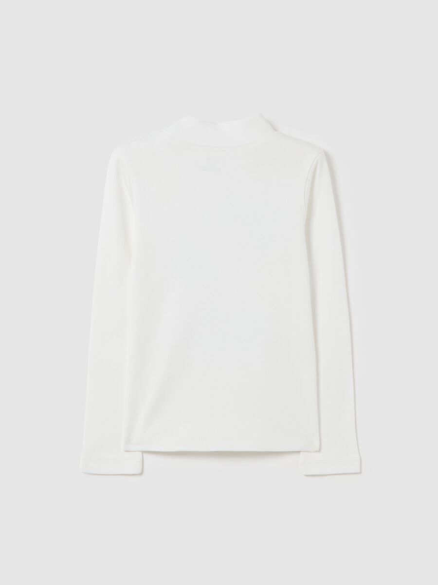 T-shirt with mock neck with print and diamantés_1