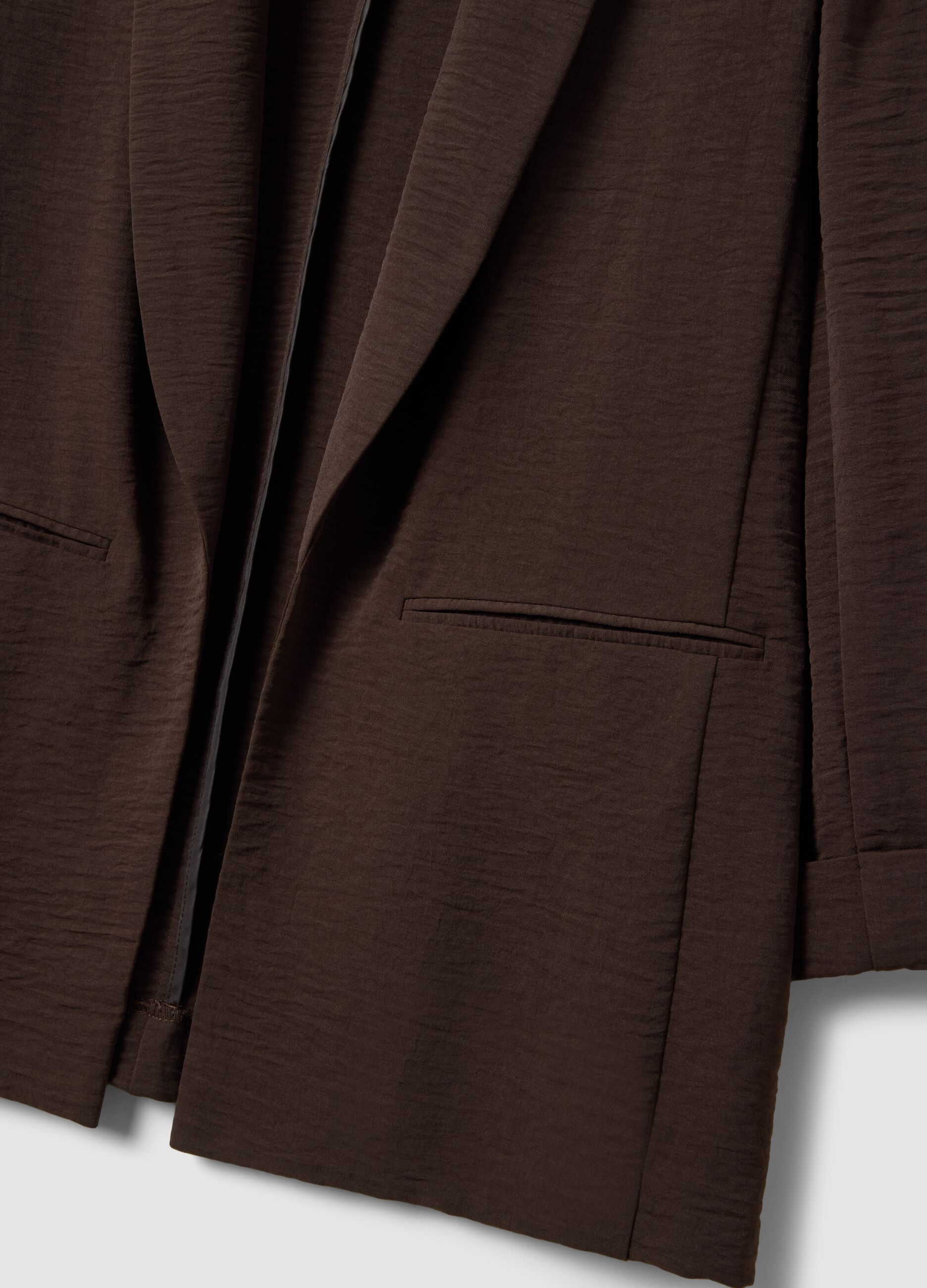Brown buttonless regular-fit blazer