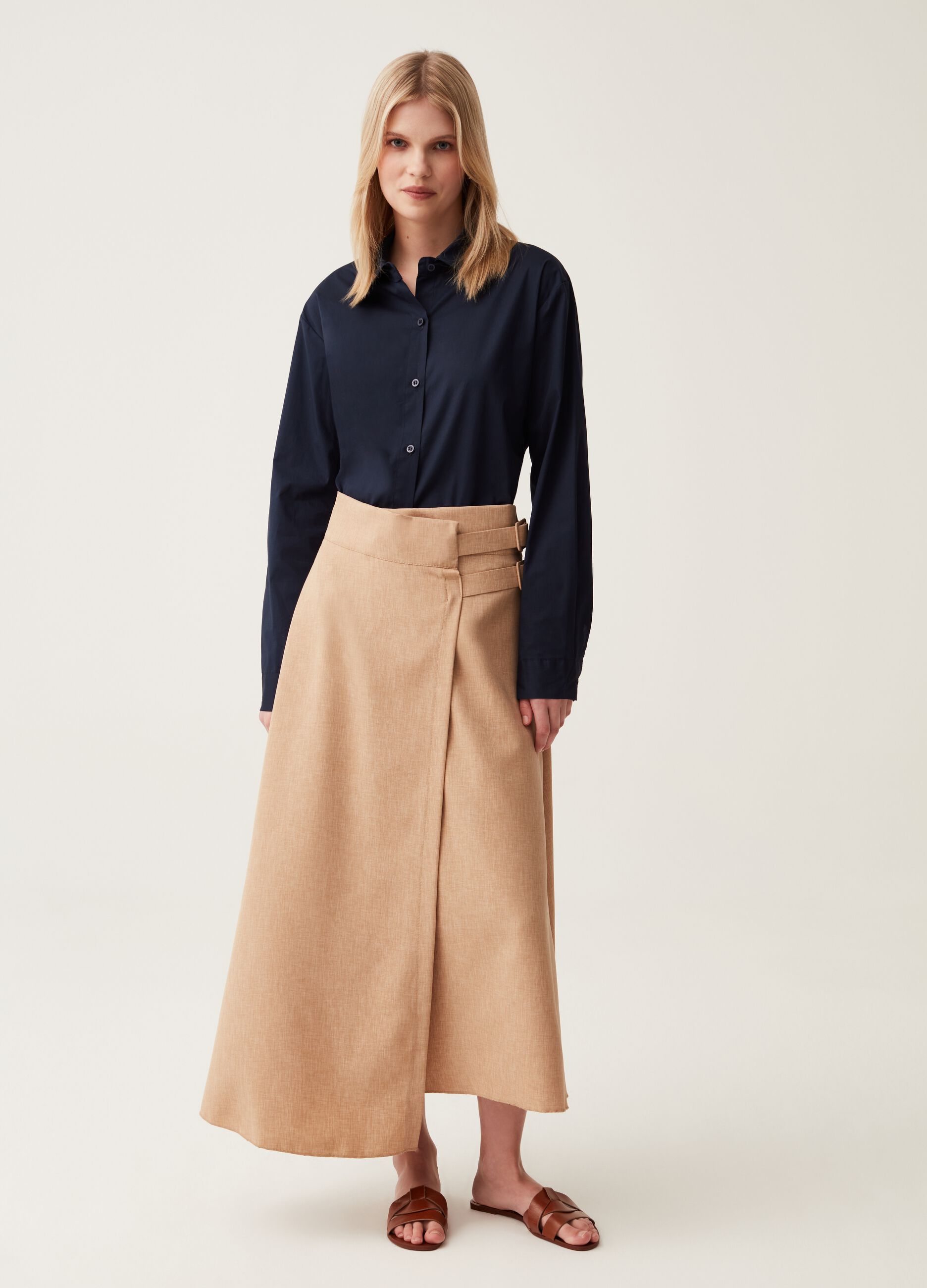 Hybrid long wrap skirt