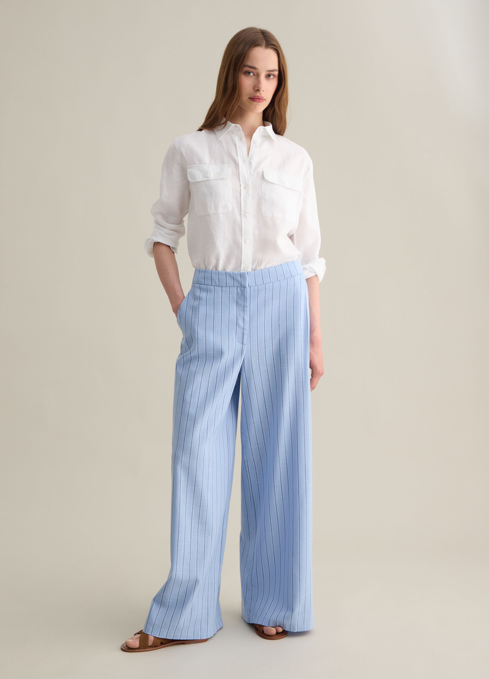 White long sleeve pure linen Piombo shirt