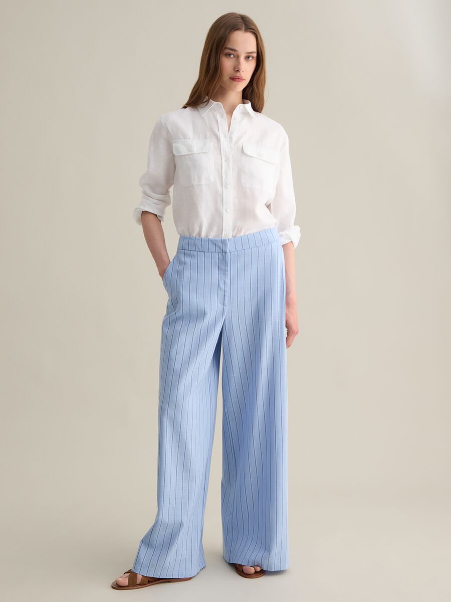 White long sleeve pure linen Piombo shirt_2